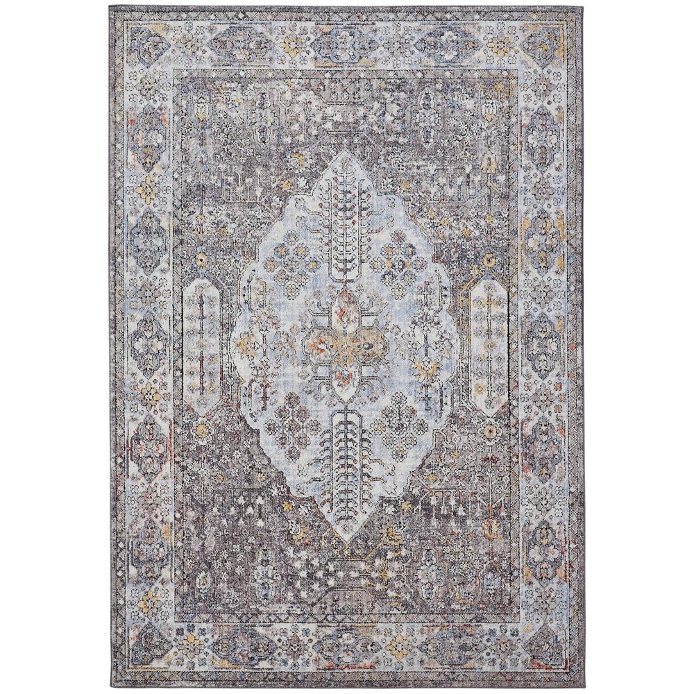 Armant Space-dyed Medallion Rug, Warm Gray/Sky Blue, 4ft x 5ft-9in Accent Rug, 8803906FGRYMLTC01. Picture 2