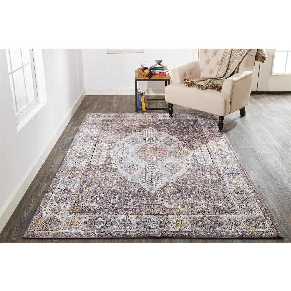 Armant Space-dyed Medallion Rug, Warm Gray/Sky Blue, 4ft x 5ft-9in Accent Rug, 8803906FGRYMLTC01. The main picture.