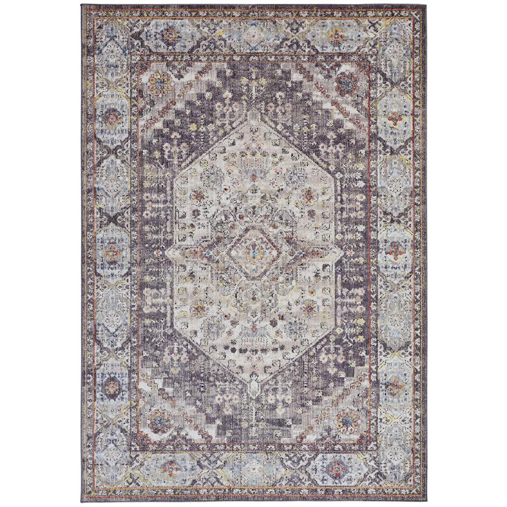 Armant Space-dyed Medallion Rug, Light Gray/Plum/Rust, 4ft x 5ft-9in Accent Rug, 8803907FCHLMLTC01. Picture 2