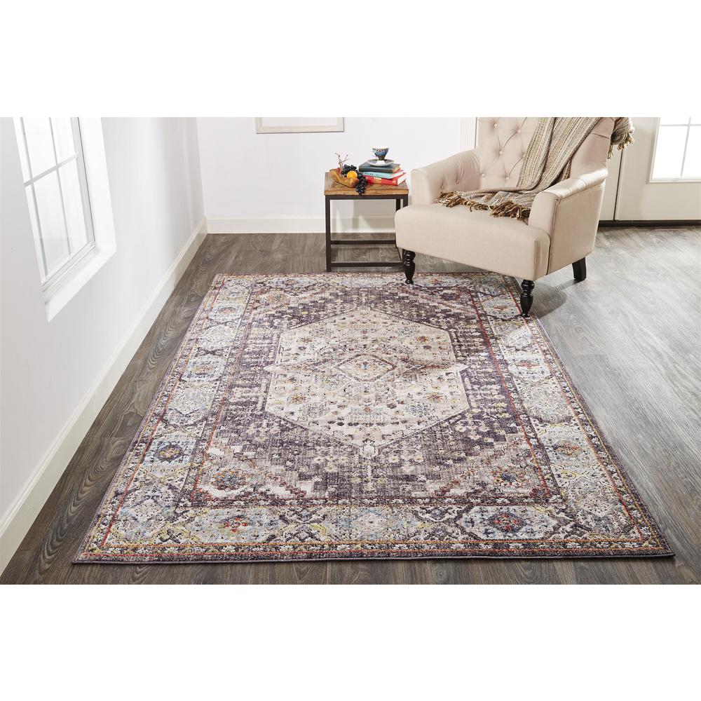 Armant Space-dyed Medallion Rug, Light Gray/Plum/Rust, 4ft x 5ft-9in Accent Rug, 8803907FCHLMLTC01. Picture 1