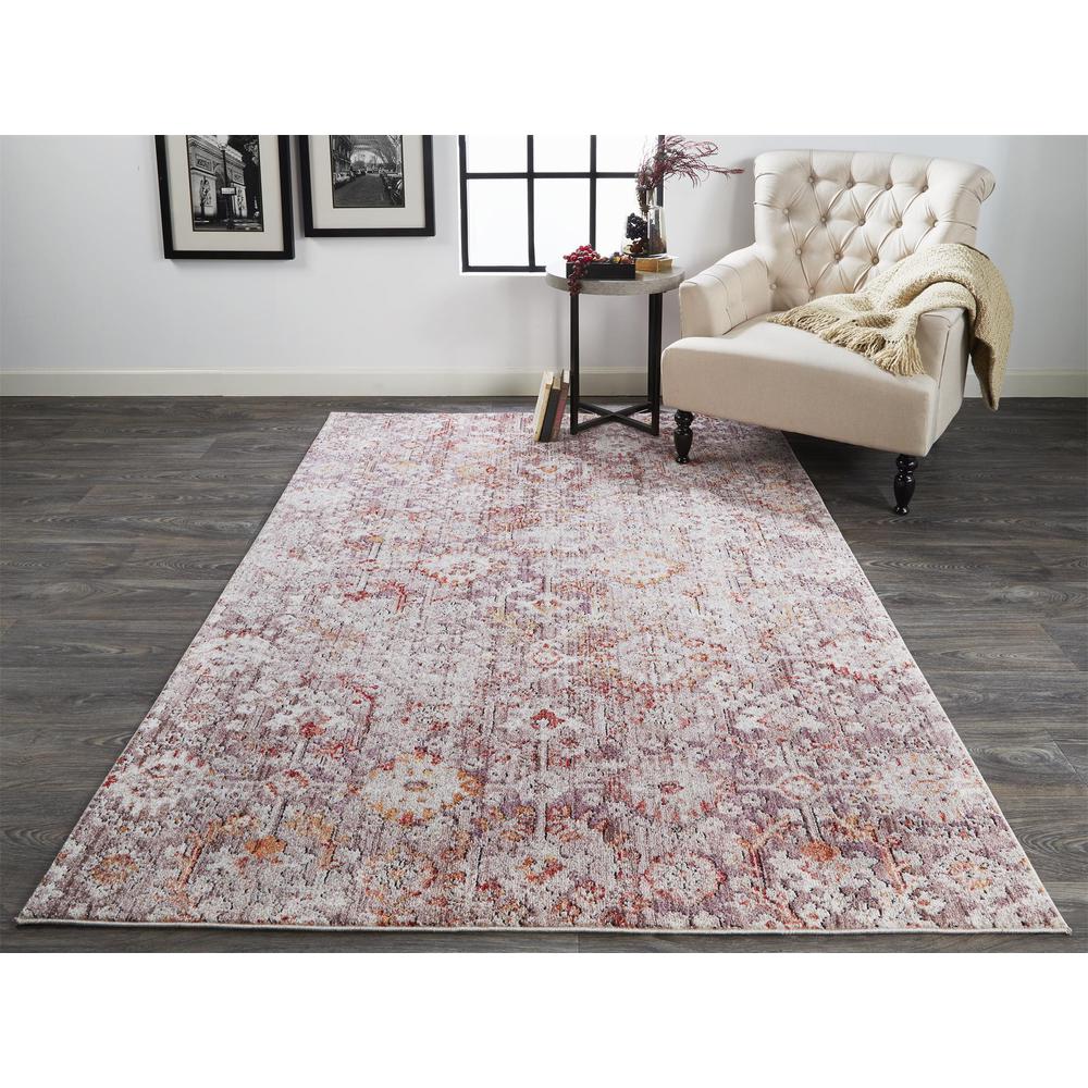 Armant Bohemian Space-dyed Ornamental Accent Rug, Pink/Gray, 4ft x 5ft - 9in, 8803946FPNKGRYC01. Picture 1