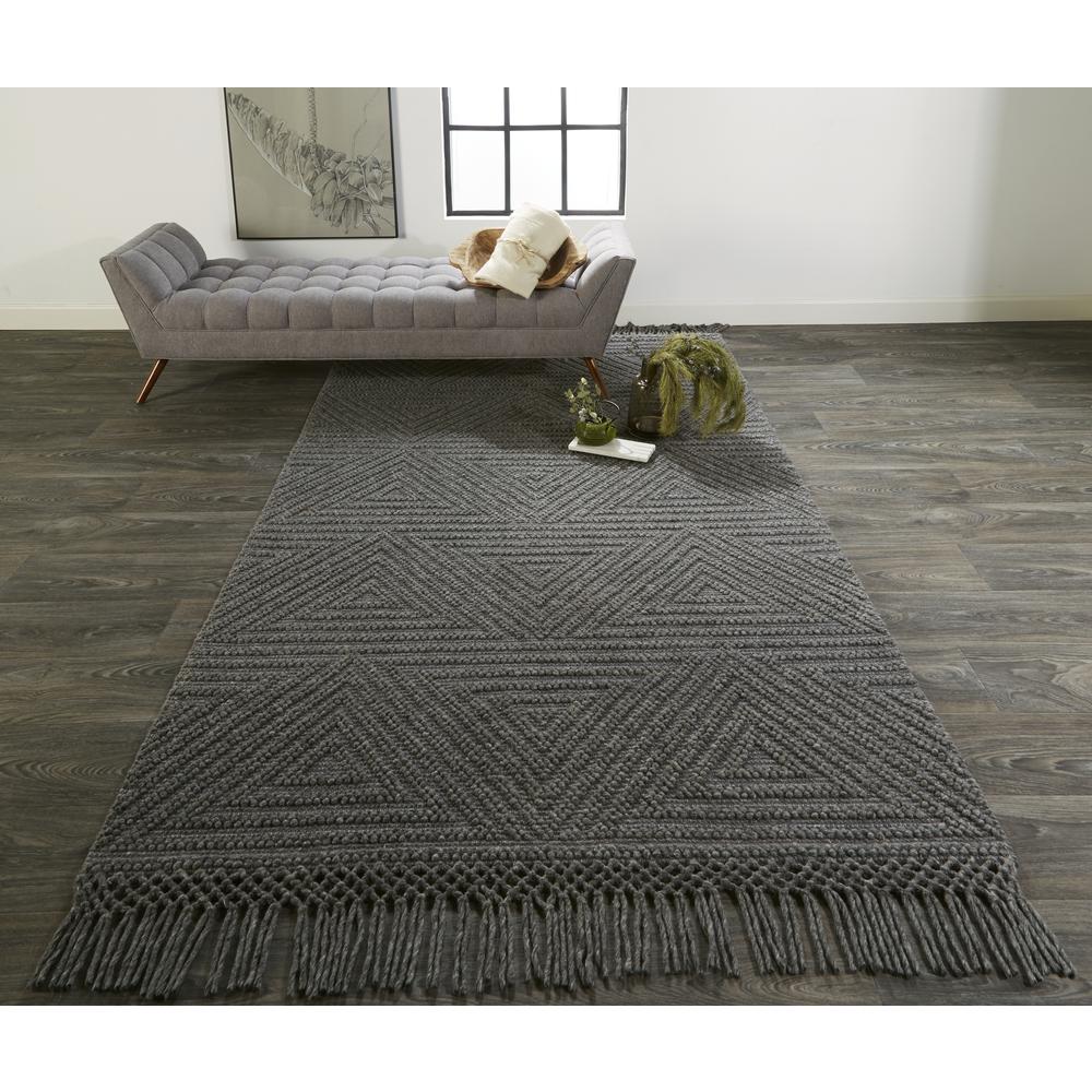 Phoenix Contemporary Moroccan Style Accent Rug, Charcoal Gray, 3ft-6in x 5ft-6in, 8820810FSLTGRYC50. Picture 1
