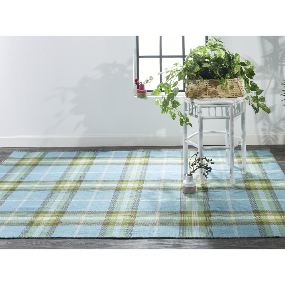 Crosby Eco-Friendly PET Dhurrie, Horizon Blue/Green, 3ft-6in x 5ft-6in Accent Rug, 8830565FBLU000C50. Picture 1