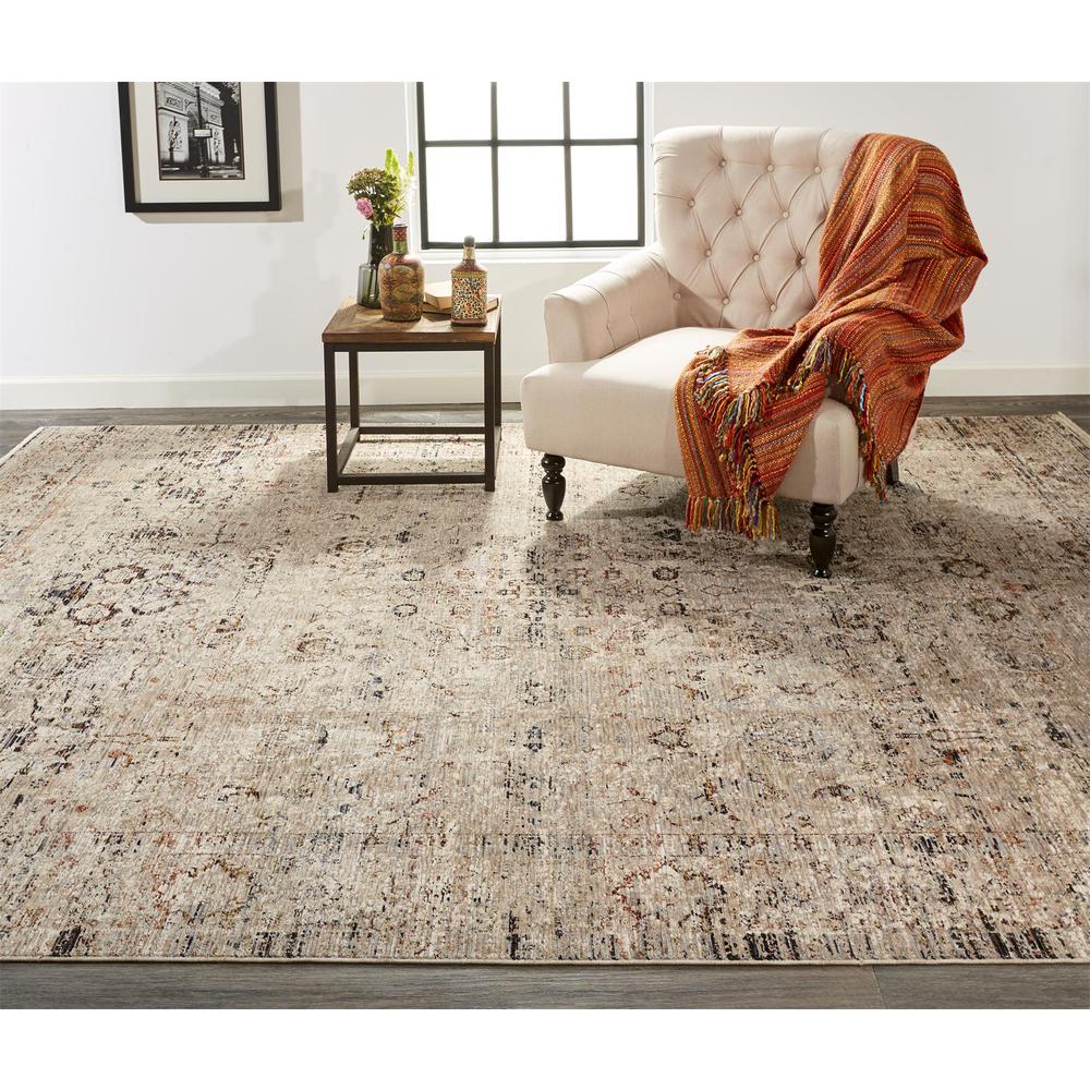 Caprio Space Dyed Ornamental Accent Rug, Ivory Sand/Cool Gray, 3ft-9in x 5ft-9in, 9203958FSND000C79. Picture 1
