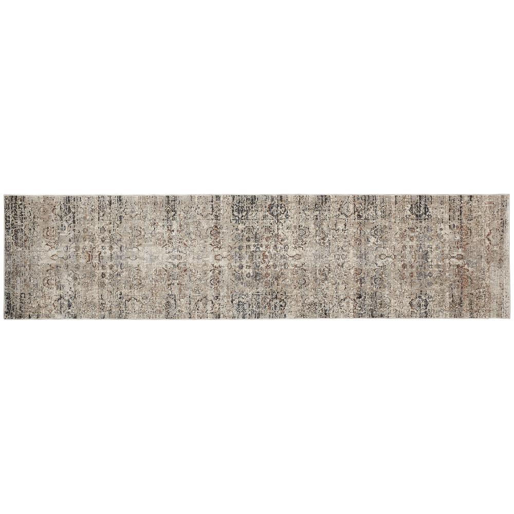 Caprio Space Dyed Ornamental, Beige/Rust/Ink Blue, 2ft - 6in x 12ft, Runner, 9203958FSND000I11. Picture 1