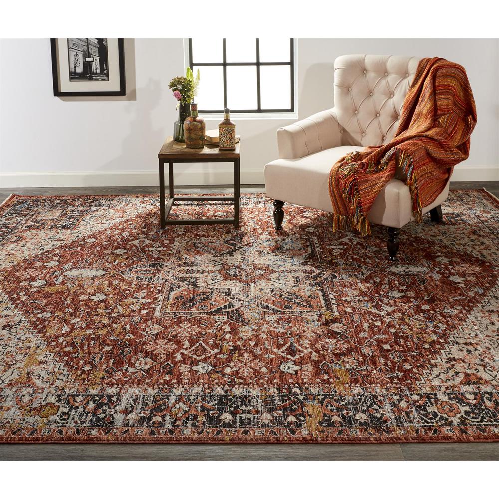 Caprio Space Dyed Medallion Rug, Rust/Tan/Black, 3ft-9in x 5ft-9in Accent Rug, 9203960FRST000C79. Picture 1