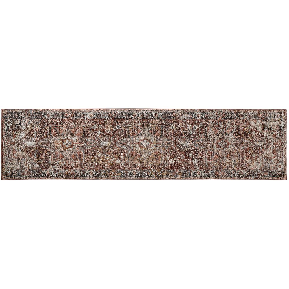 Caprio Space Dyed Medallion Rug, Rust Orange/Tan/Black, 2ft - 6in x 12ft, Runner, 9203960FRST000I11. The main picture.