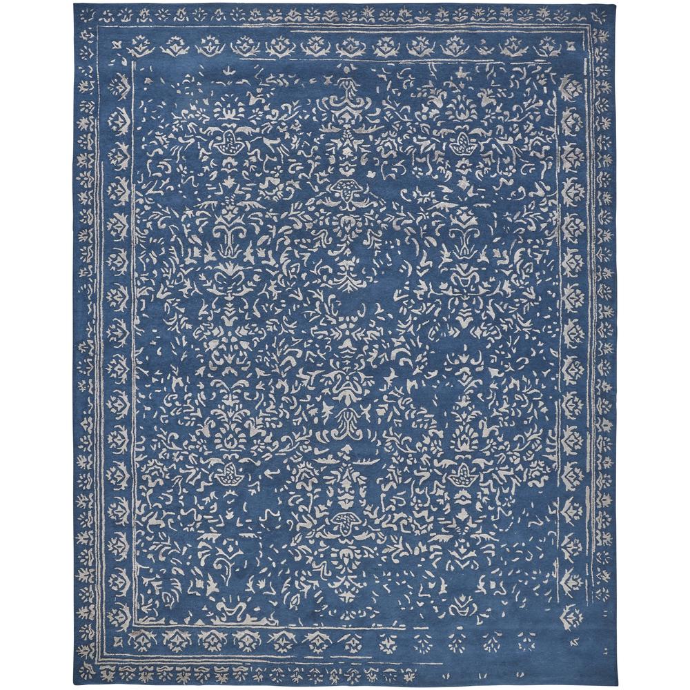 Bella High/Low Floral Wool Rug, Vallarta Blue/Silver Gray, 5ft x 8ft Area Rug, 9698014FBLUSLVE10. Picture 2
