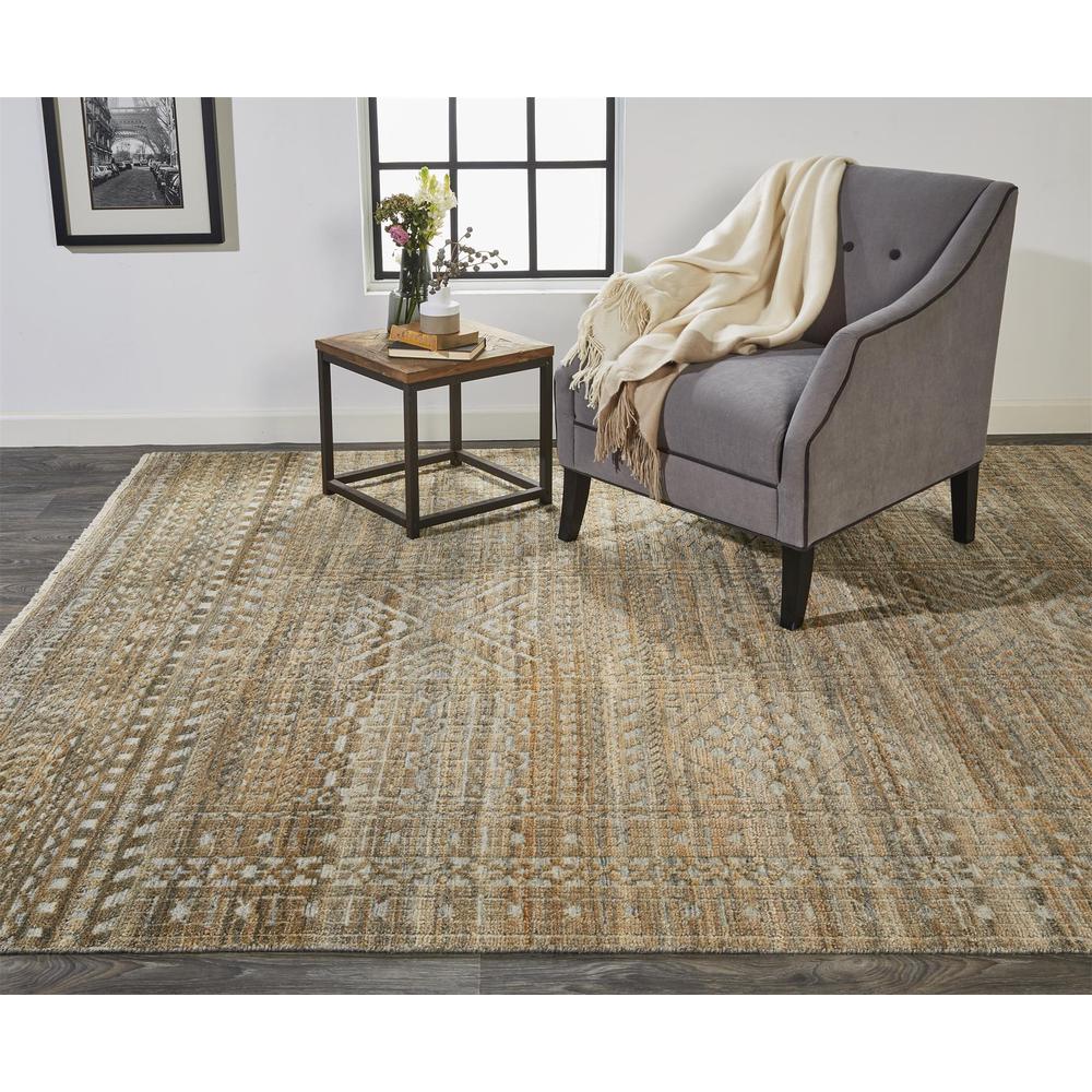 Payton Abstract Tribal Rug, Golden Brown/Gray, 2ft x 3ft Accent Rug, 9806496FBRNGRYP00. Picture 1