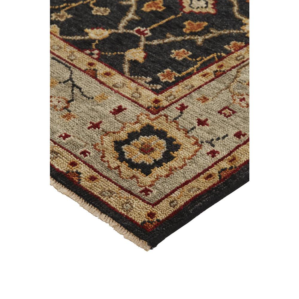 Carrington Traditional Oushak Rug, Geometric Floral, Black/Gold, 2ft x 3ft Accent Rug, 9826500FCHLLBLP00. Picture 3
