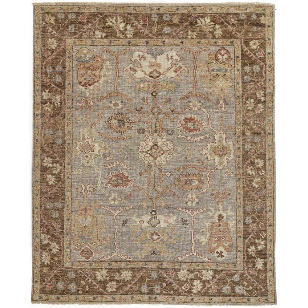 Carrington Traditional Oushak Rug, Geometric Floral, Gray/Brown, 2ft x 3ft Accent Rug, 9826506FGRYBRNP00. Picture 2