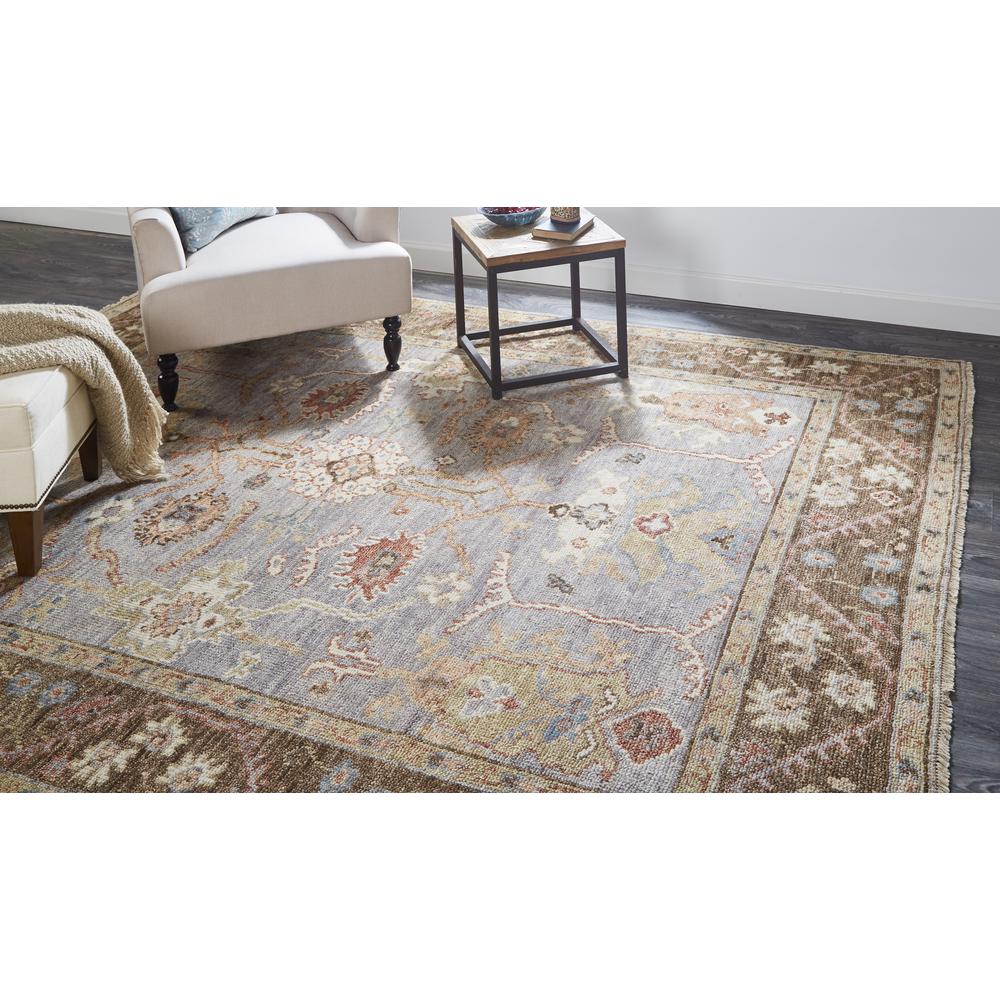 Carrington Traditional Oushak Rug, Geometric Floral, Gray/Brown, 2ft x 3ft Accent Rug, 9826506FGRYBRNP00. Picture 1