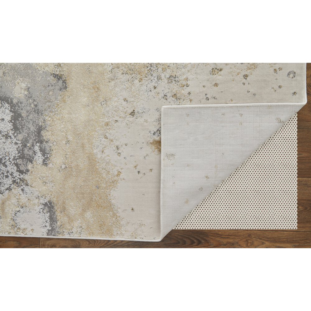 Astra Transitional Abstract, Gray/Gold/Ivory, 1'-8" x 2'-10" Accent Rug. Picture 4