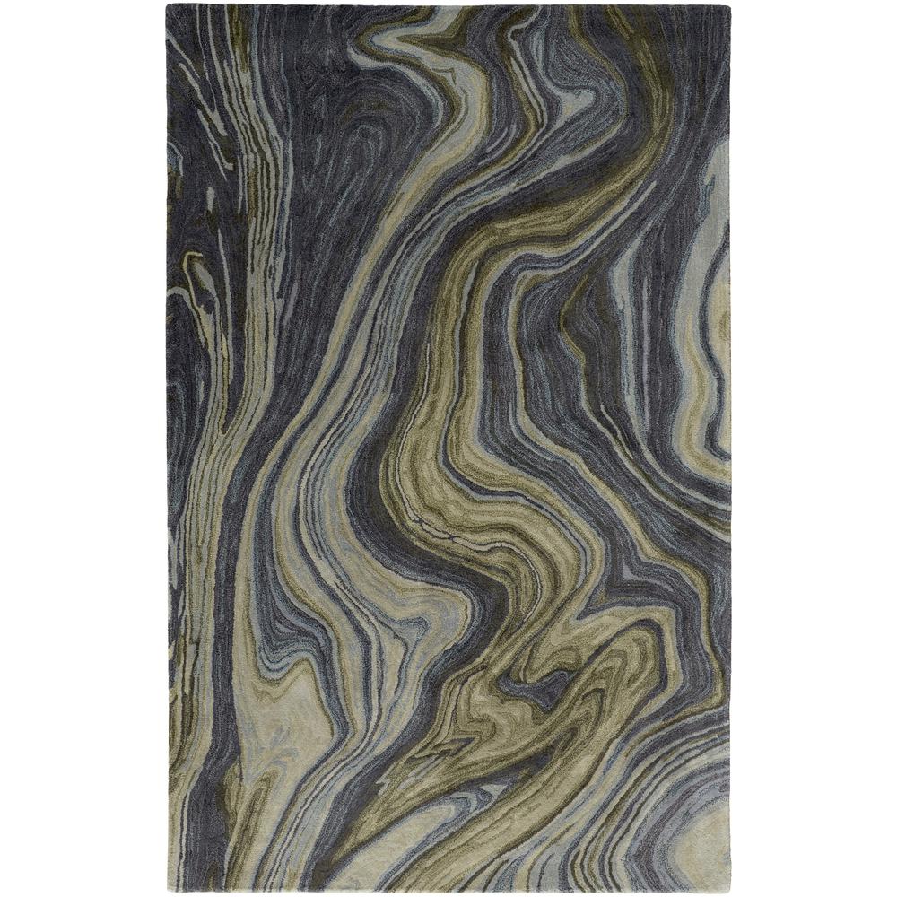 Amira Contemporary Marble Rug, Olive Green/Deep Gray/Blue, 5ft x 8ft Area Rug, AMI8631FBLUGRNE10. Picture 2