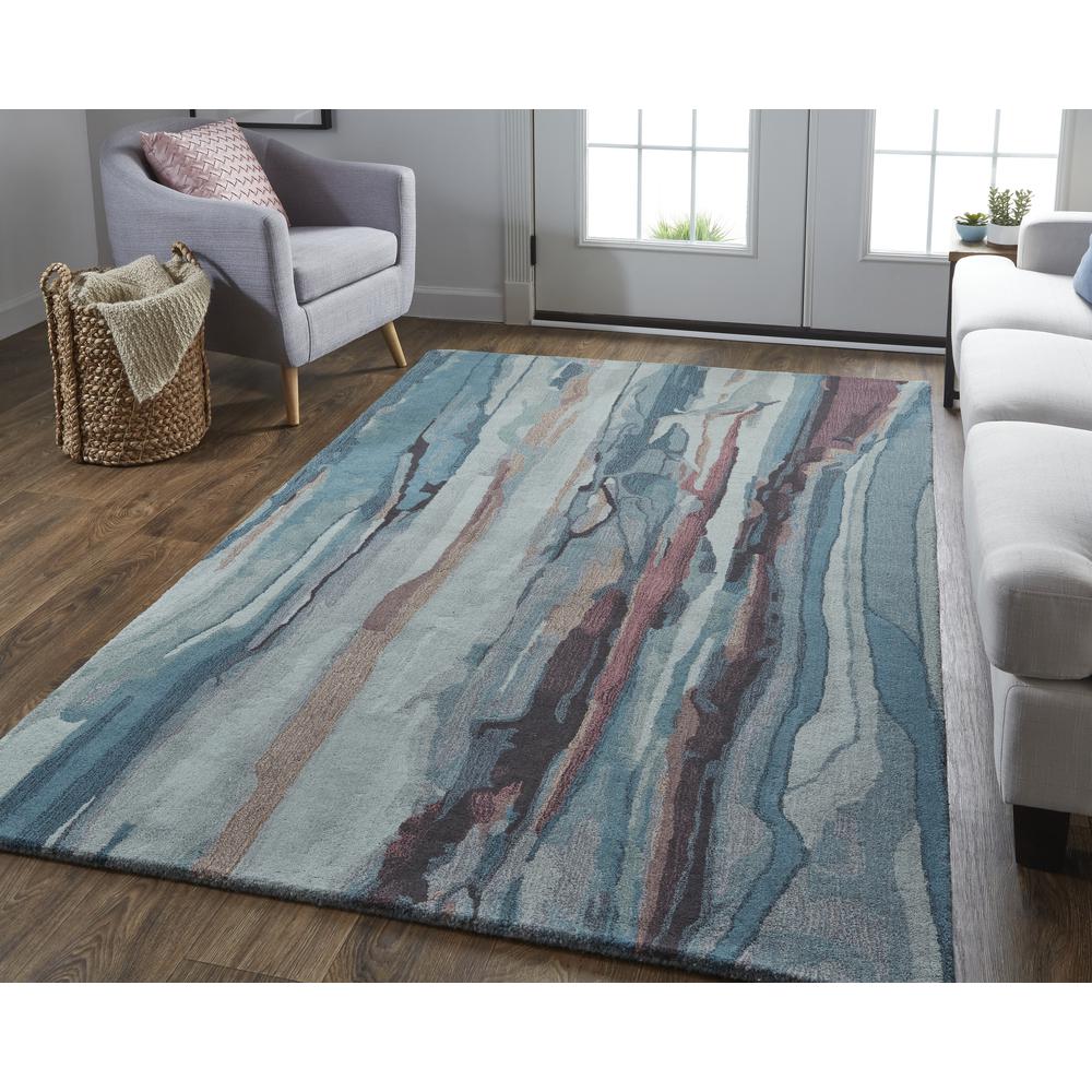 Amira Contemporary Watercolor Rug, Crystal Teal/Red/Tan, 5ft x 8ft Area Rug, AMI8634FTELMLTE10. Picture 1