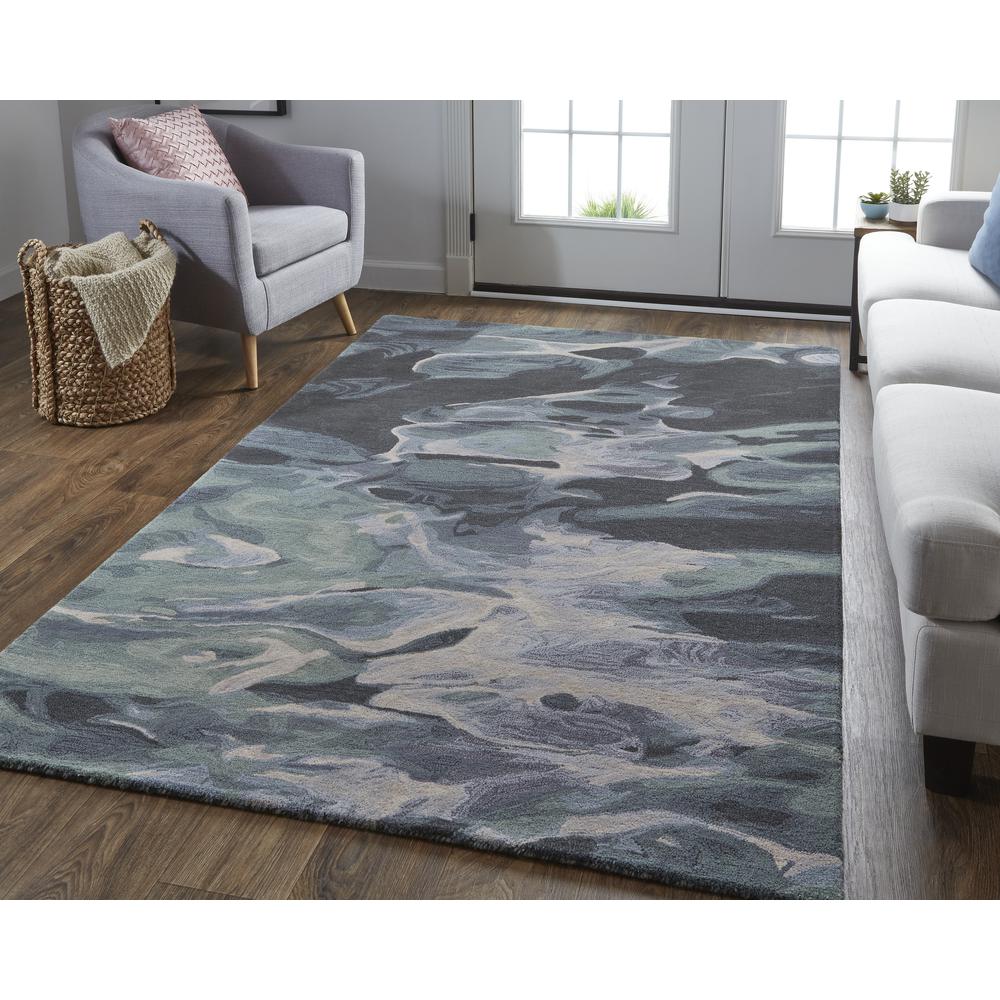 Amira Contemporary Watercolor Rug, Iceberg Green/Mist Blue, 5ft x 8ft Area Rug, AMI8635FGRNBLUE10. Picture 1