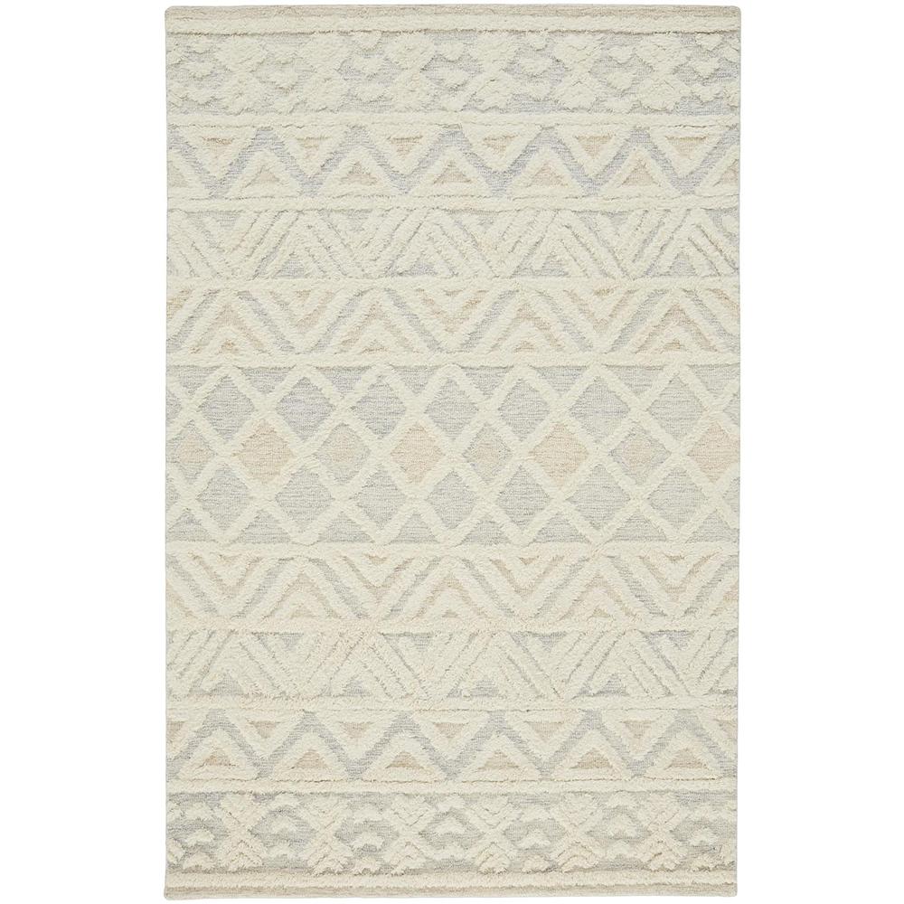 Anica Moroccan Chevorn Wool Tufted Accent Rug, Ivory/Chambray Blue, 2ft x 3ft, ANC8005FBLU000P00. Picture 2