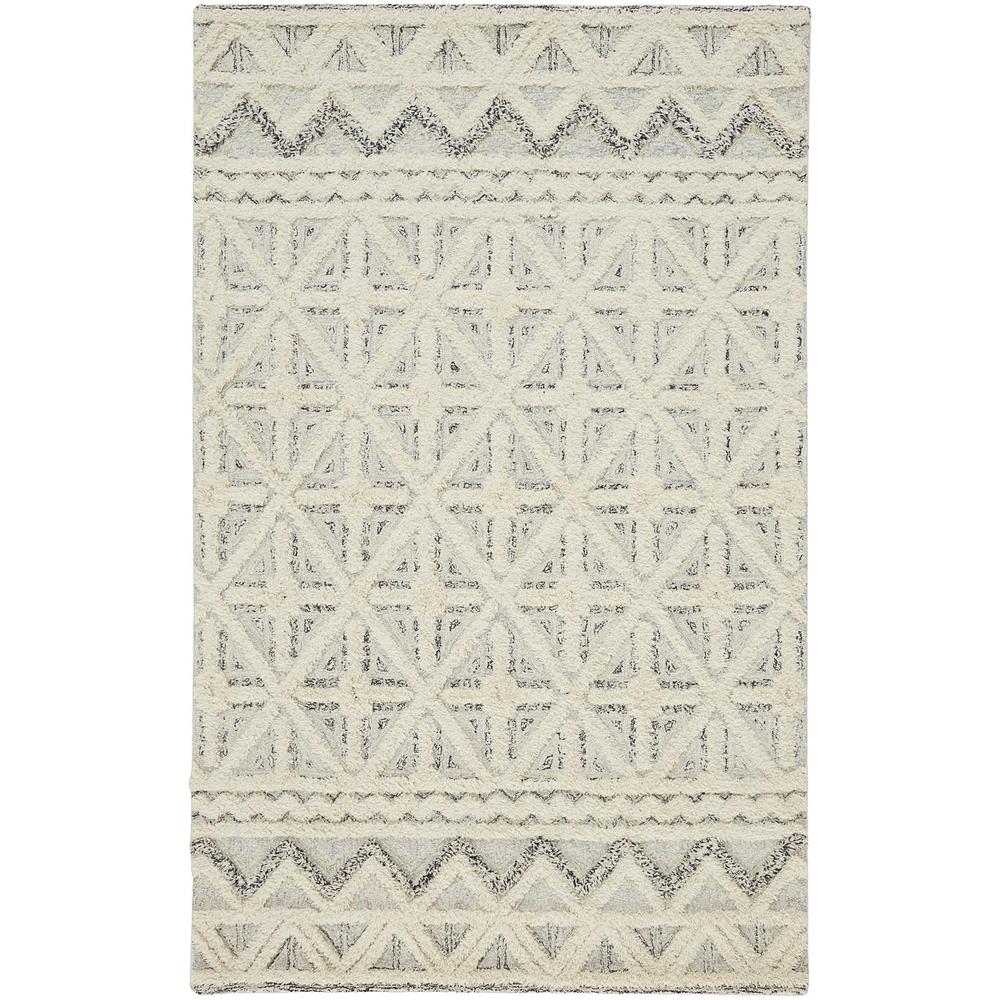 Anica Moroccan Wool Accent Rug w/Diamond Lines, Ivory/Chambray Blue, 2ft x 3ft, ANC8007FBLUIVYP00. Picture 2