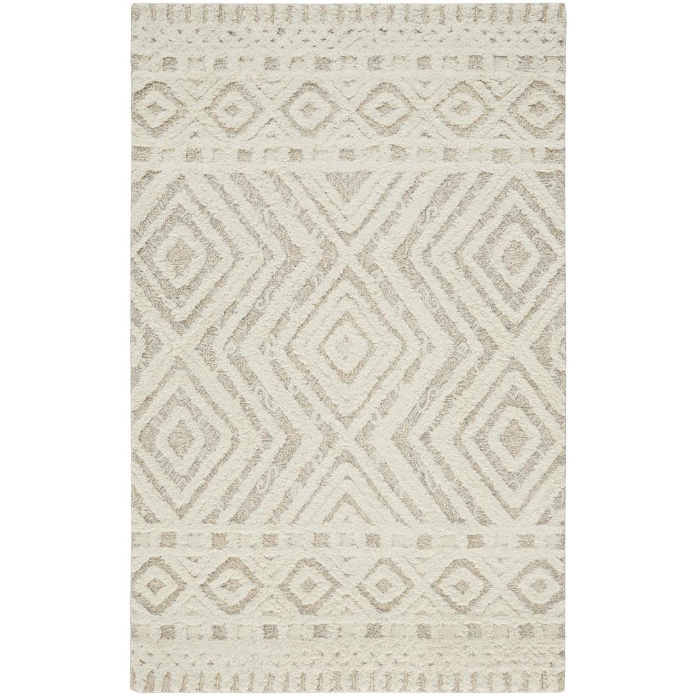 Anica Moroccan Wool Rug w/Diamonds, Ivory/Natrual Tan, 2ft x 3ft Accent Rug, ANC8010FBGE000P00. Picture 2