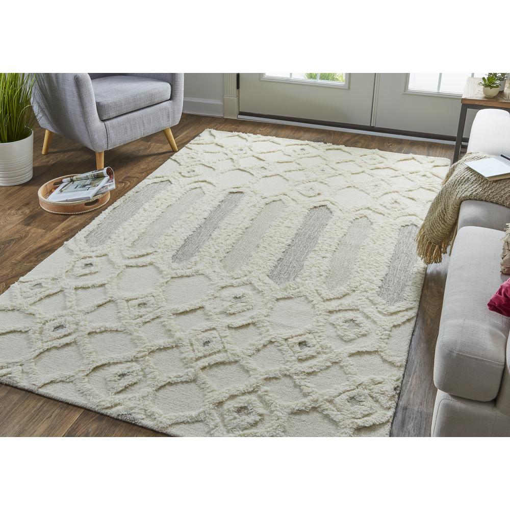 Anica Moroccan Wool Tufted Rug, Diamonds, Ivory/Taupe/Gray, 5ft x 8ft Area Rug, ANC8013FIVY000E10. Picture 1