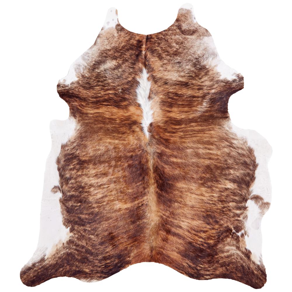 Bartlett Premium On-Hair Cowhide, Brindle Light Brown with White, Large, Shaped, ARGCOWHDEXOLHTQ02. Picture 2