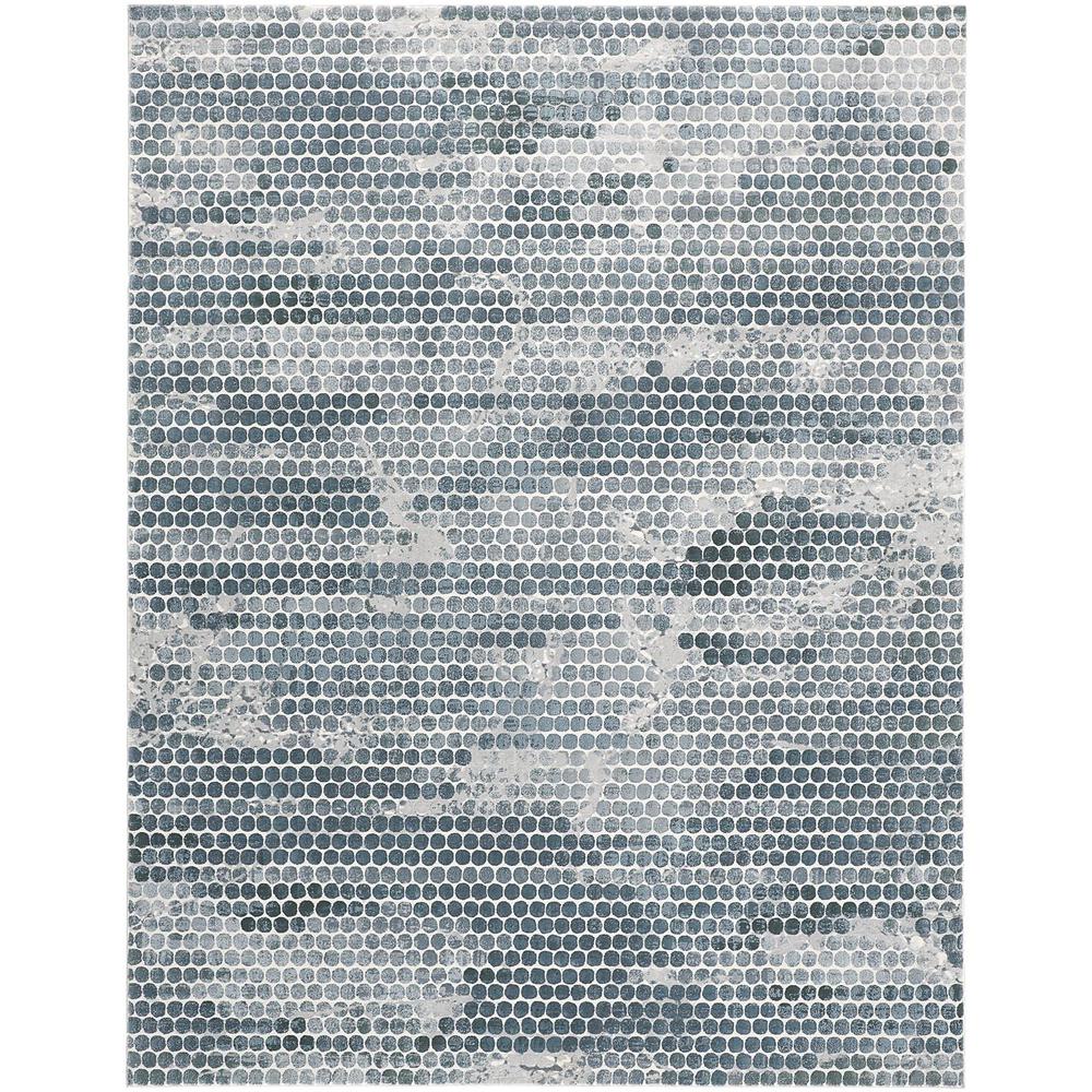 Atwell Contemporary Abstract Dot Accent Rug, Teal Blue/Silver Gray, 3ft x 5ft, ATL3171FBLUSLVB00. Picture 1