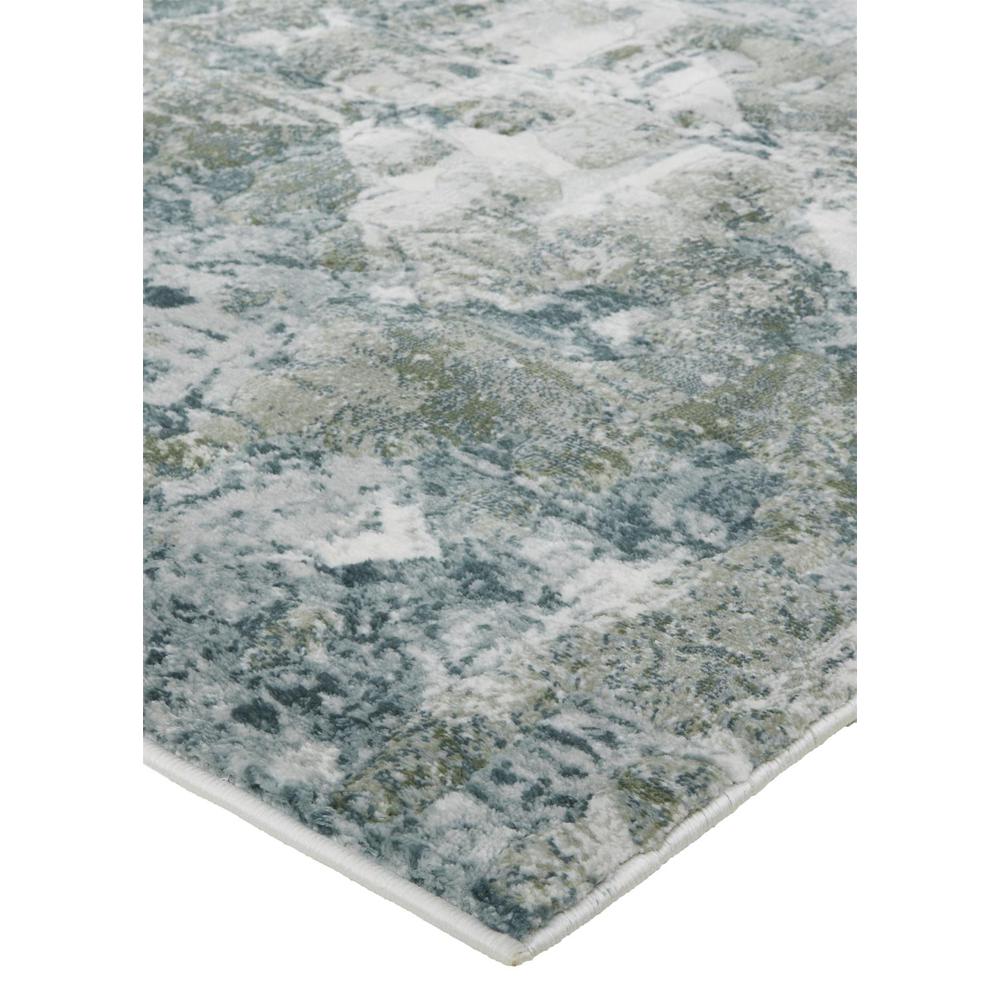 Atwell Contemporary Distressed Rug, Squares, Iceberg Green, 3ft x 10ft, Runner, ATL3868FGRNMLTI31. Picture 3