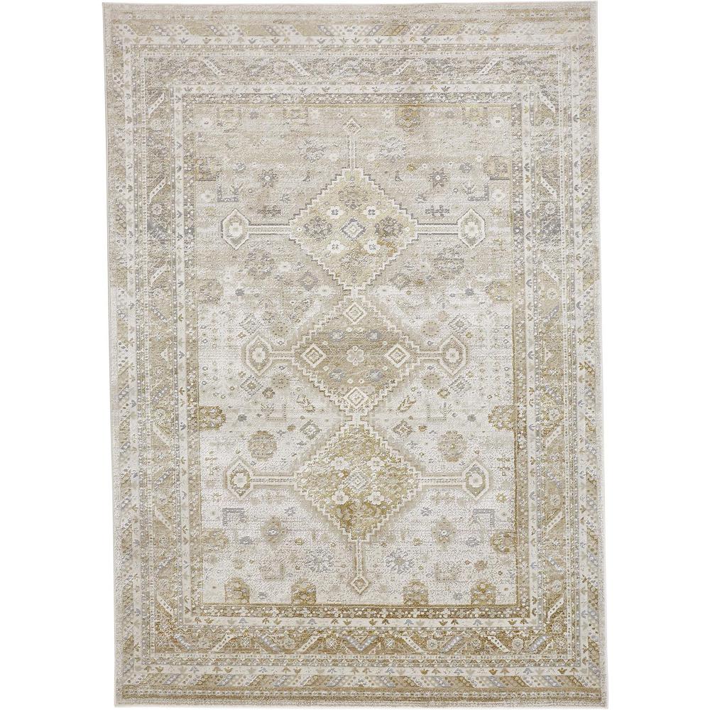 Aura Vintage Style Medallion Rug, Gold/Ivory, 1ft-8in x 2ft-10in Accent Rug, AUR3738FGLDIVYP18. Picture 2