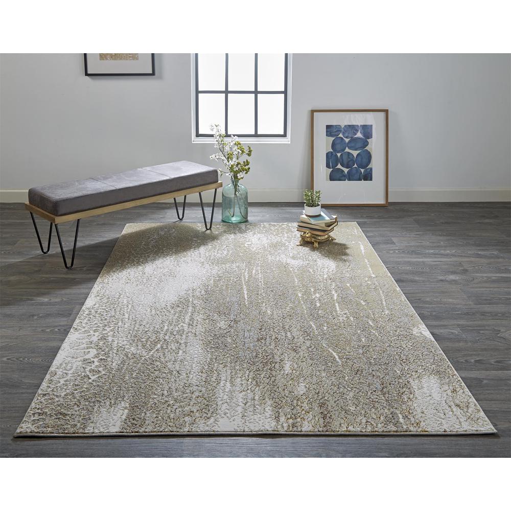 Aura Luxe Modern Rug, Washed Ivory/Gold, 1ft-8in x 2ft-10in Accent Rug, AUR3739FIVYGLDP18. Picture 1