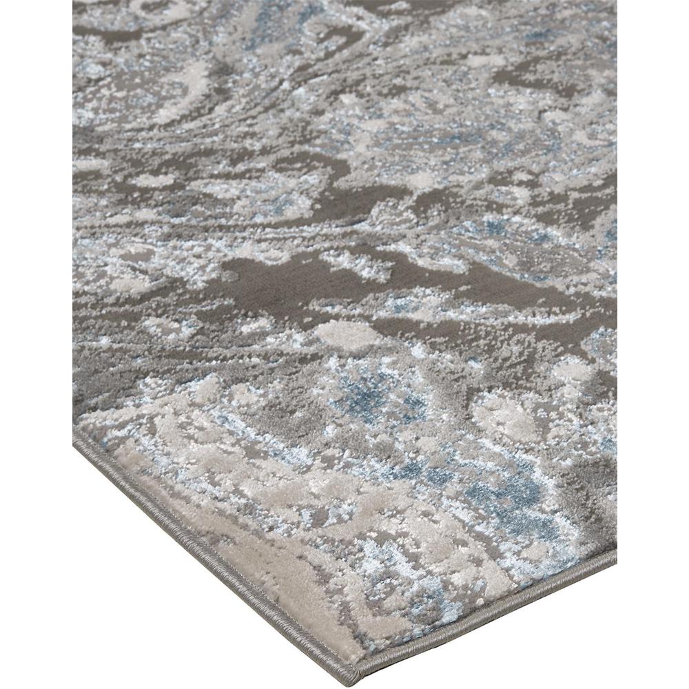 Azure Modern Metallic Oil Slick Accent Rug, Silver Gray/Teal, 1ft-8in x 2ft-10in, AZR3405FSLVBLUP18. Picture 2