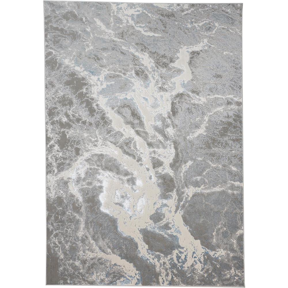 Azure Modern Metallic Marbled Accent Rug, Gray/Silver/Beige, 1ft-8in x 2ft-10in, AZR3539FGRYBLUP18. Picture 1