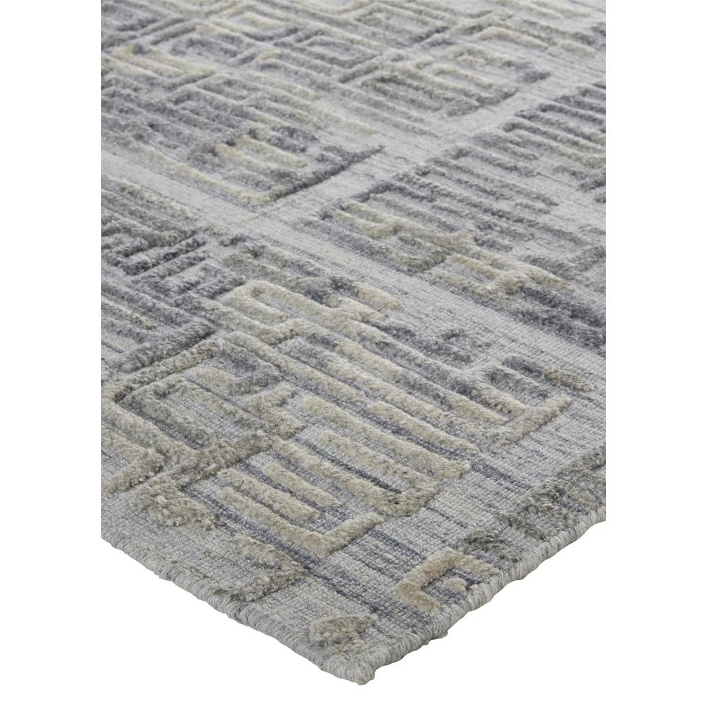 Elias Luxe Geometric Maze Accent Rug, High/Low, Gray/Ivory/Blue, 2ft x 3ft, ELS6590FBLU000P00. Picture 3