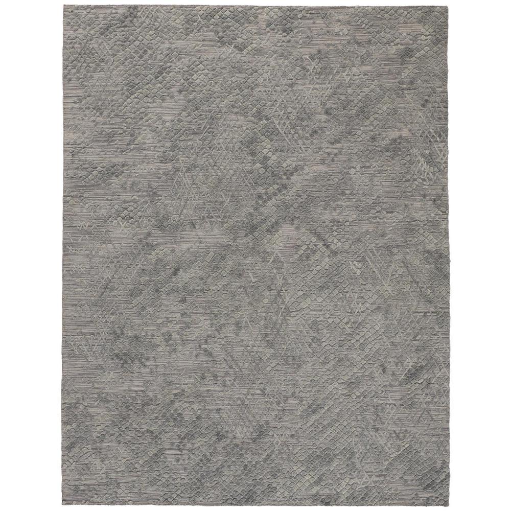 Elias Abstract Crosshatch Accent Rug, High/Low, Gray/Sage/Ice Green, 2ft x 3ft, ELS6716FGRYMLTP00. Picture 2