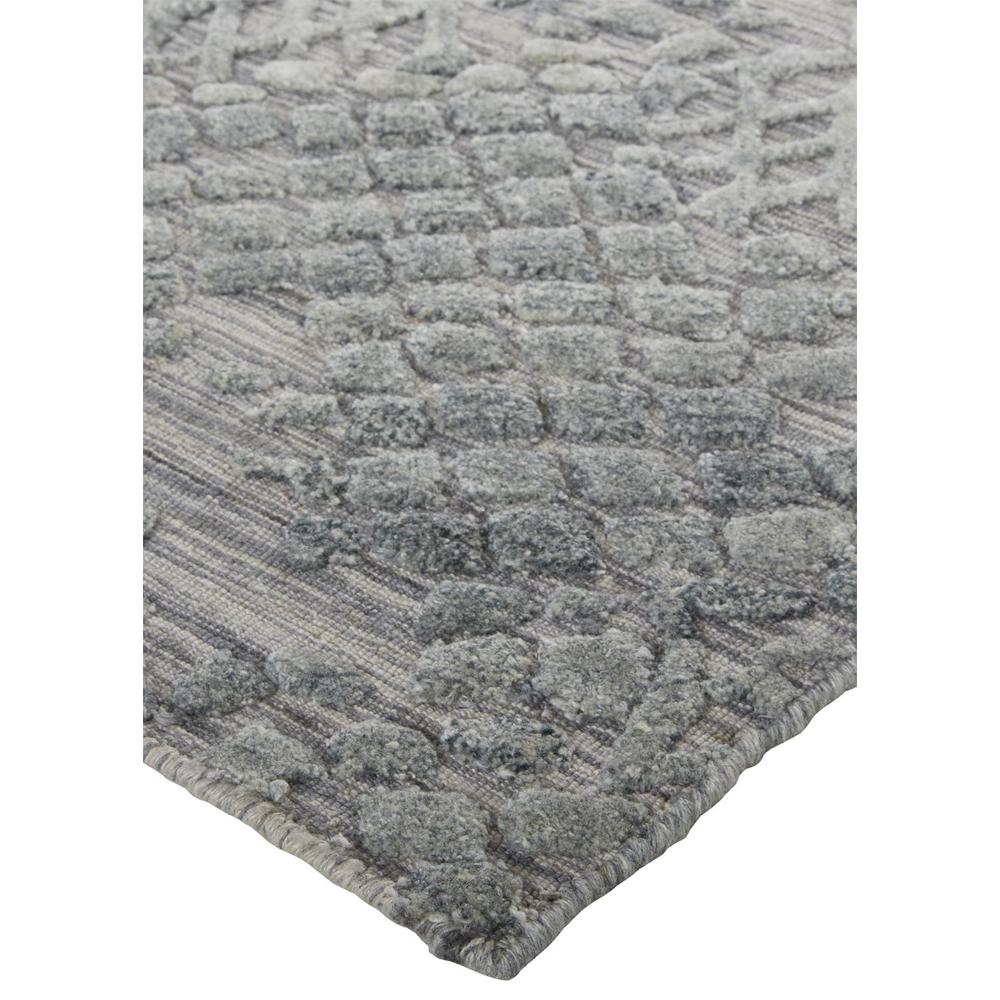 Elias Abstract Crosshatch Accent Rug, High/Low, Gray/Sage/Ice Green, 2ft x 3ft, ELS6716FGRYMLTP00. Picture 3