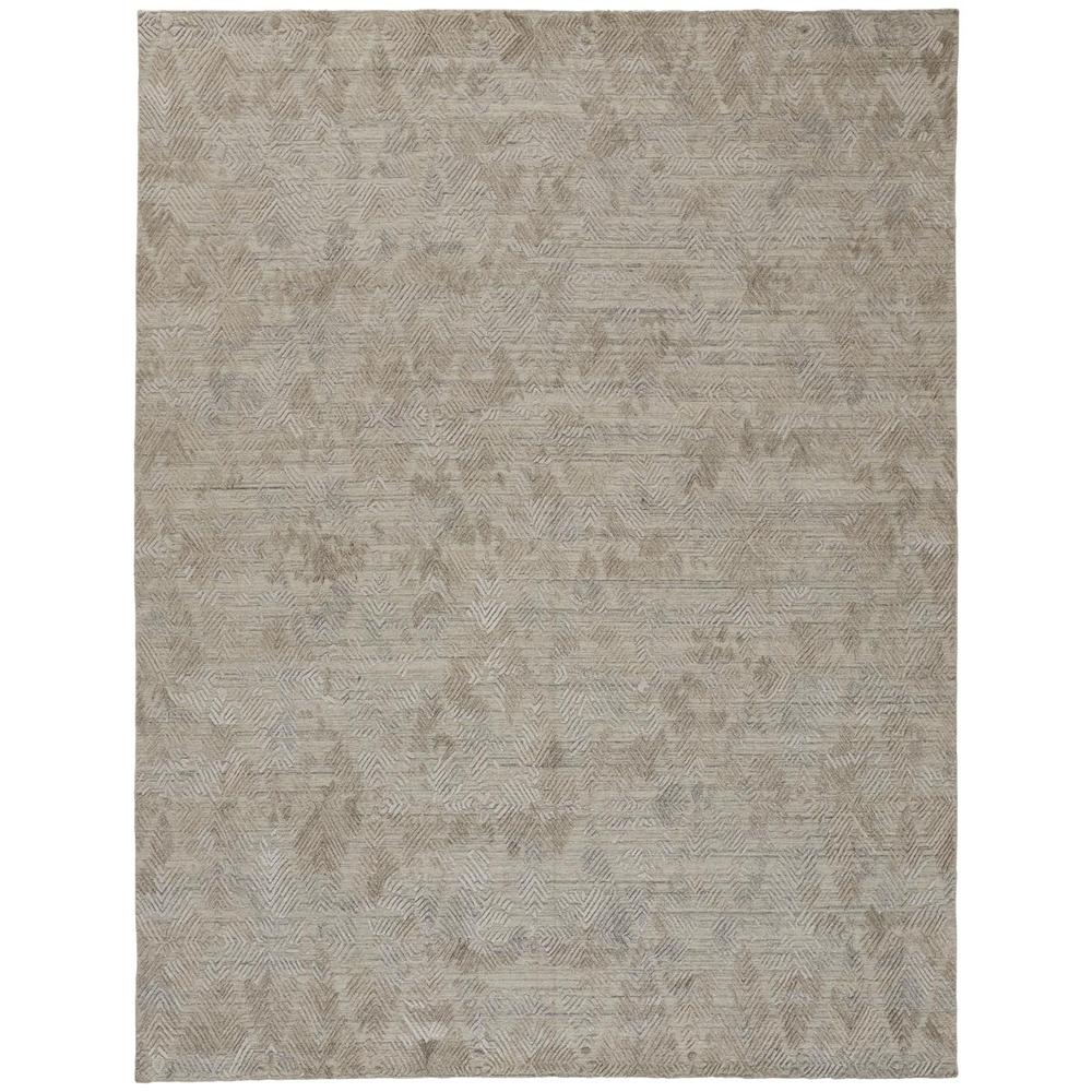 Elias Abstract Chevron Accent Rug, Oyster Gray/Taos Taupe, 2ft x 3ft, ELS6718FGRYBRNP00. Picture 2