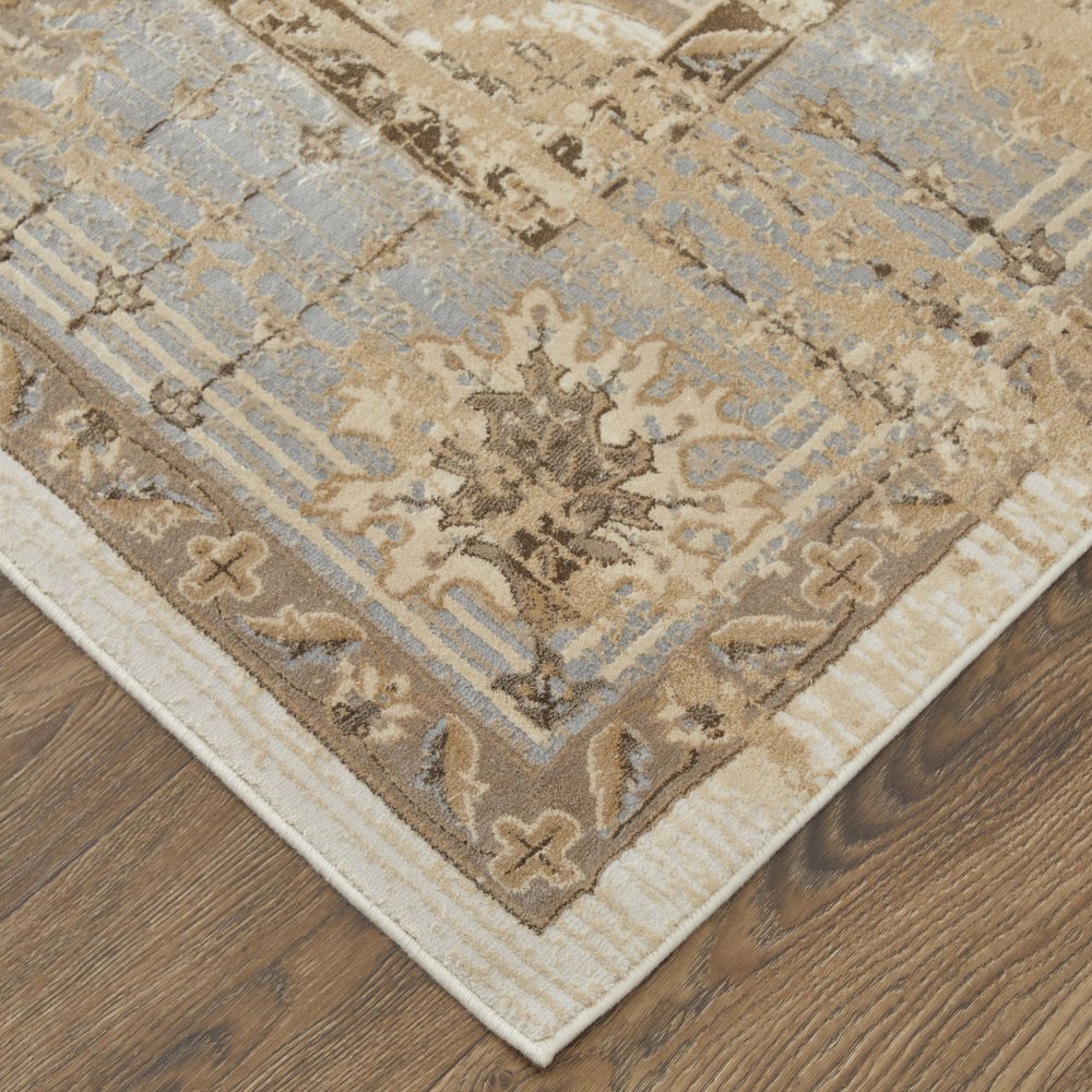 Celene Traditional Bordered, Tan/Brown/Gray, 2'-6" x 8' Runner. Picture 3