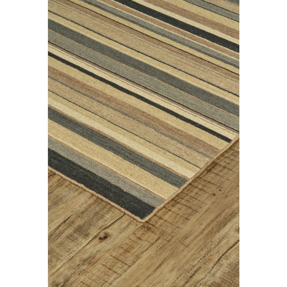 Silva Natural Wool Dhurrie Rug, Natural Tan/Gray Stripes, 4ft x 6ft Area Rug, I47R0499MLT000C00. Picture 2