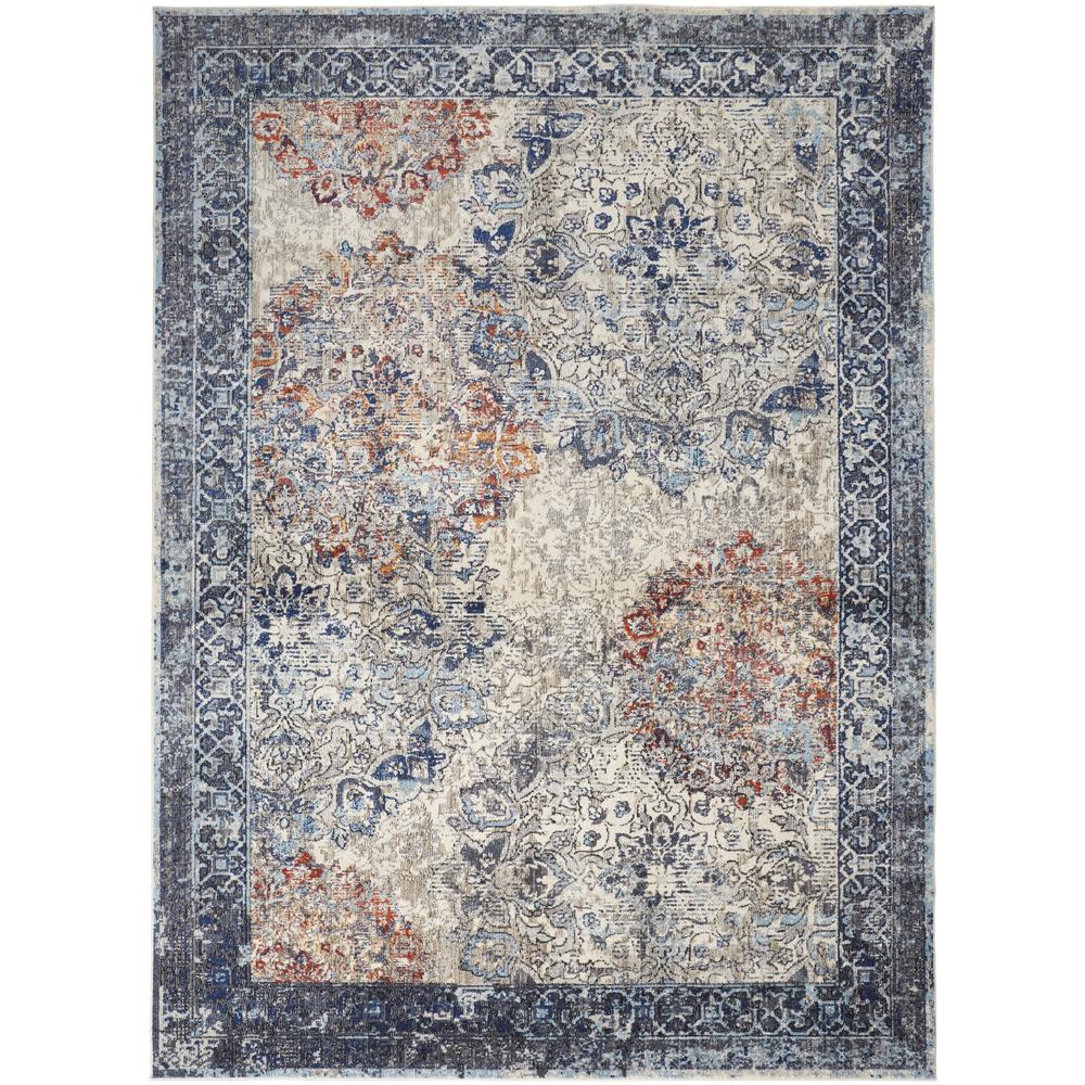 Bellini Vintage Bohemian Rug, Blue/Rust/Gray, 6ft-7in x 9ft-6in Area Rug, I78I39CQBLUMLTF05. Picture 2