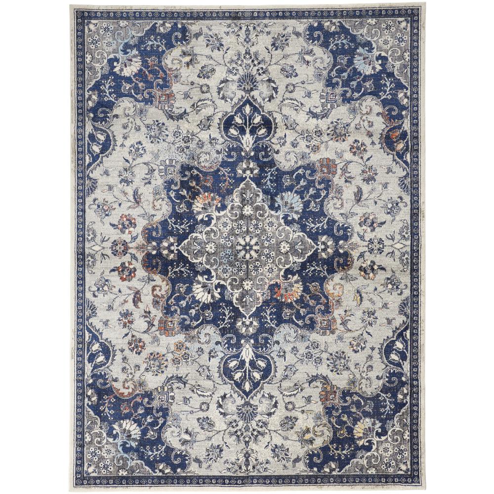 Bellini Vintage Bohemian Area Rug, Blue/Gray/Rust Medallion, 6ft-7in x 9ft-6in, I78I39CTNVY000F05. Picture 2