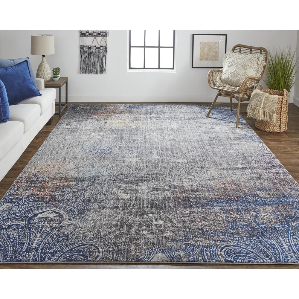 Bellini Bohemian Distressed Area Rug, Distressed Blue/Gray, 6ft-7in x 9ft-6in, I78I39CVGRYBLUF05. Picture 1