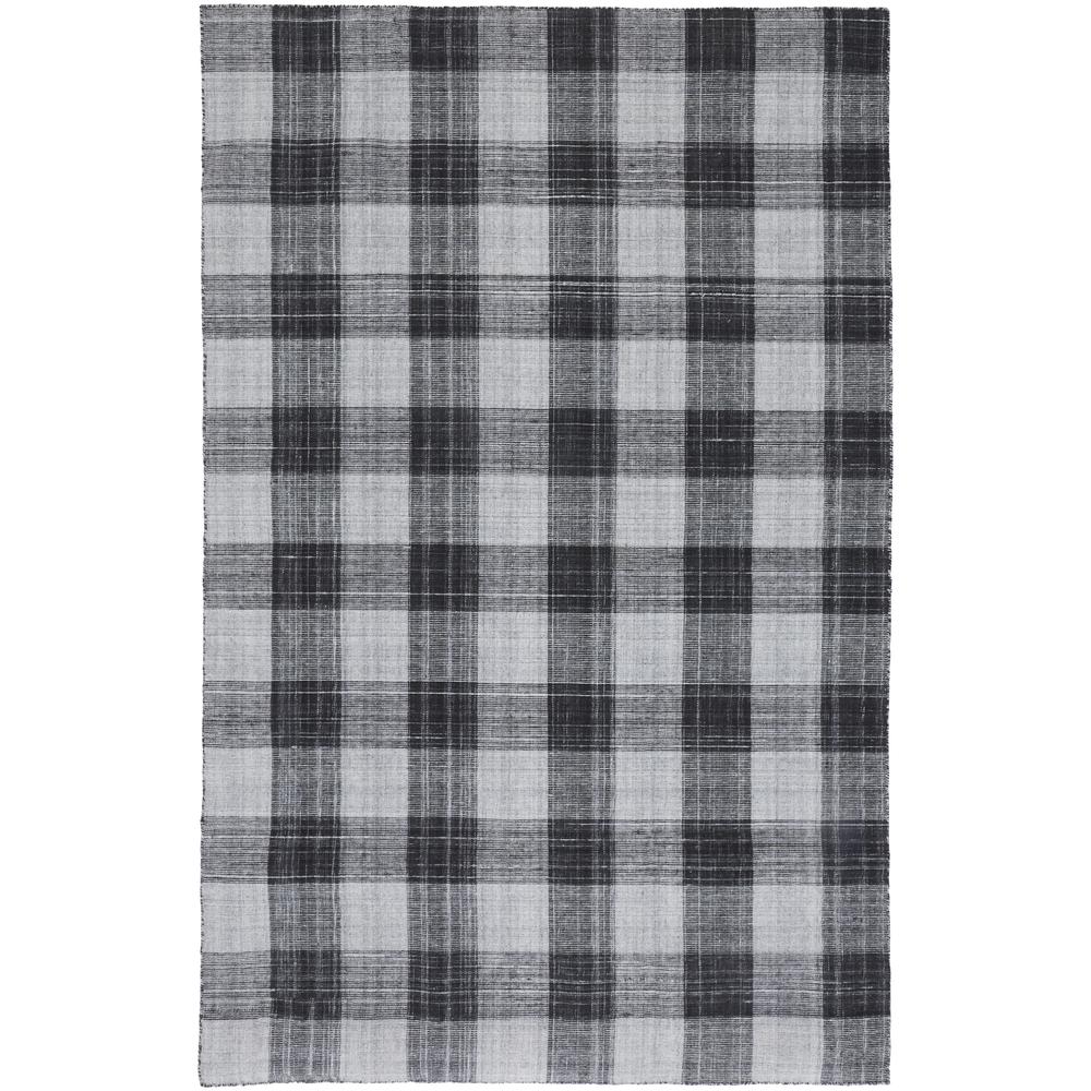 Jemma Soft Casual Plaid, Handmade Rug, Black and Gray, 5ft x 8ft Area Rug, I96R8050BLKMLTE10. Picture 2