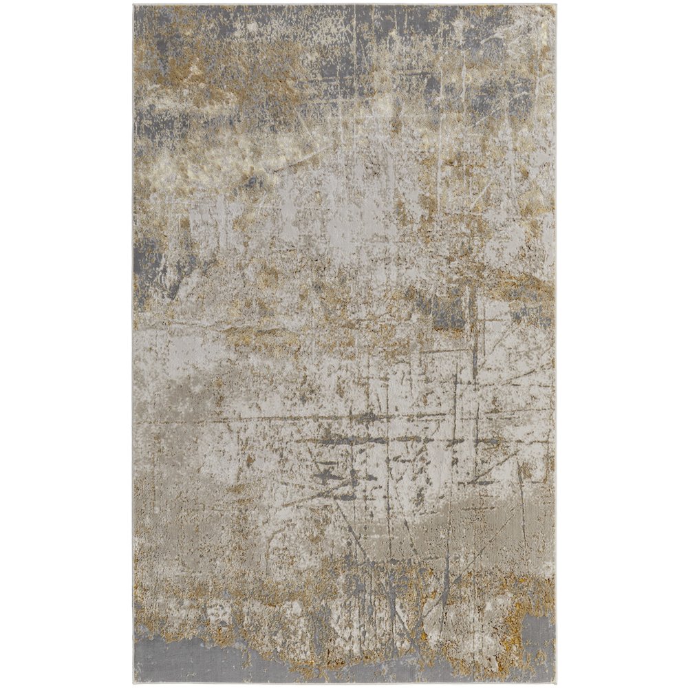 Aura Modern Abstract, Ivory/Brown/Gray, 1'-8" x 2'-10" Accent Rug. Picture 1