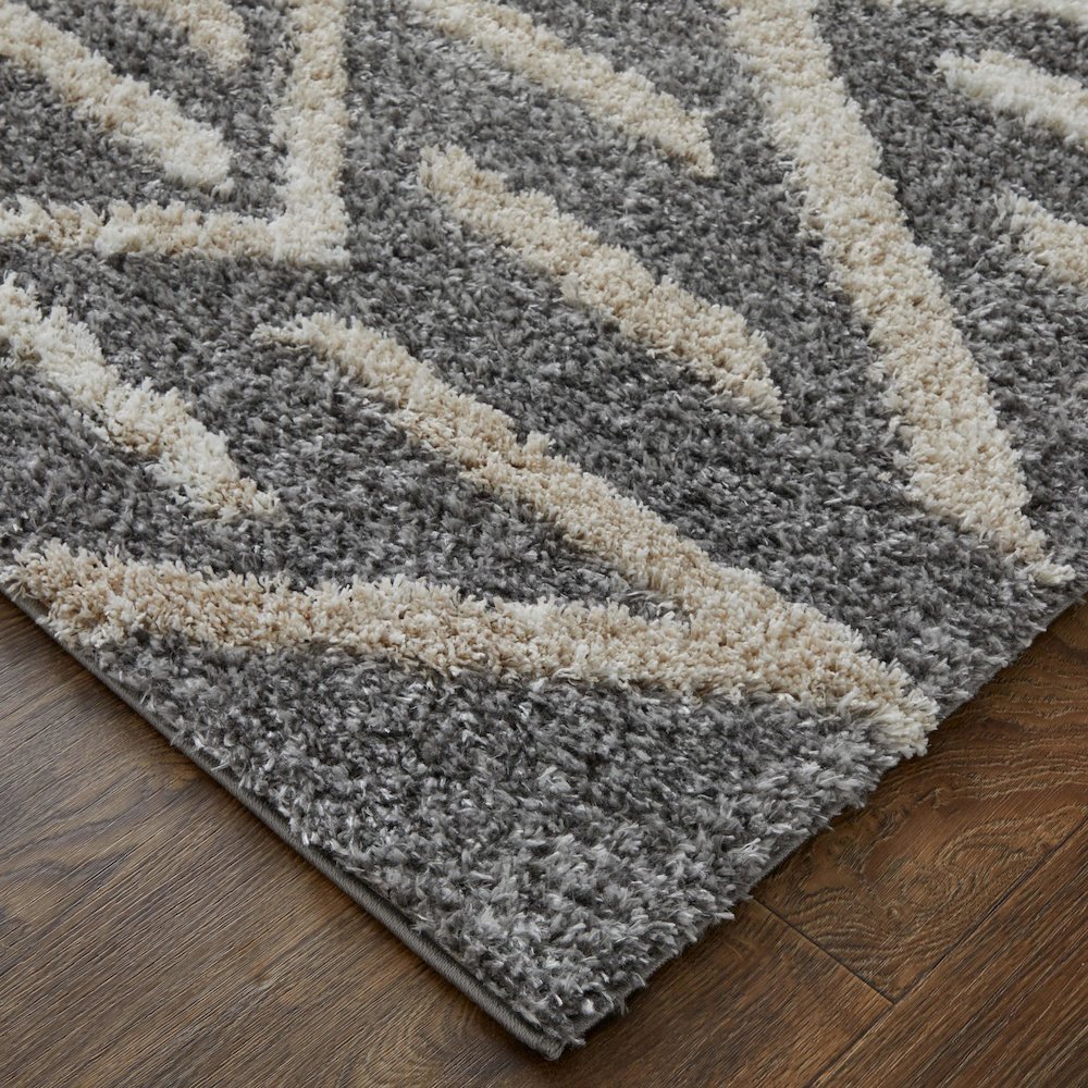 Mynka Transitional Diamond, Gray/Ivory, 9' x 12' Area Rug. Picture 3