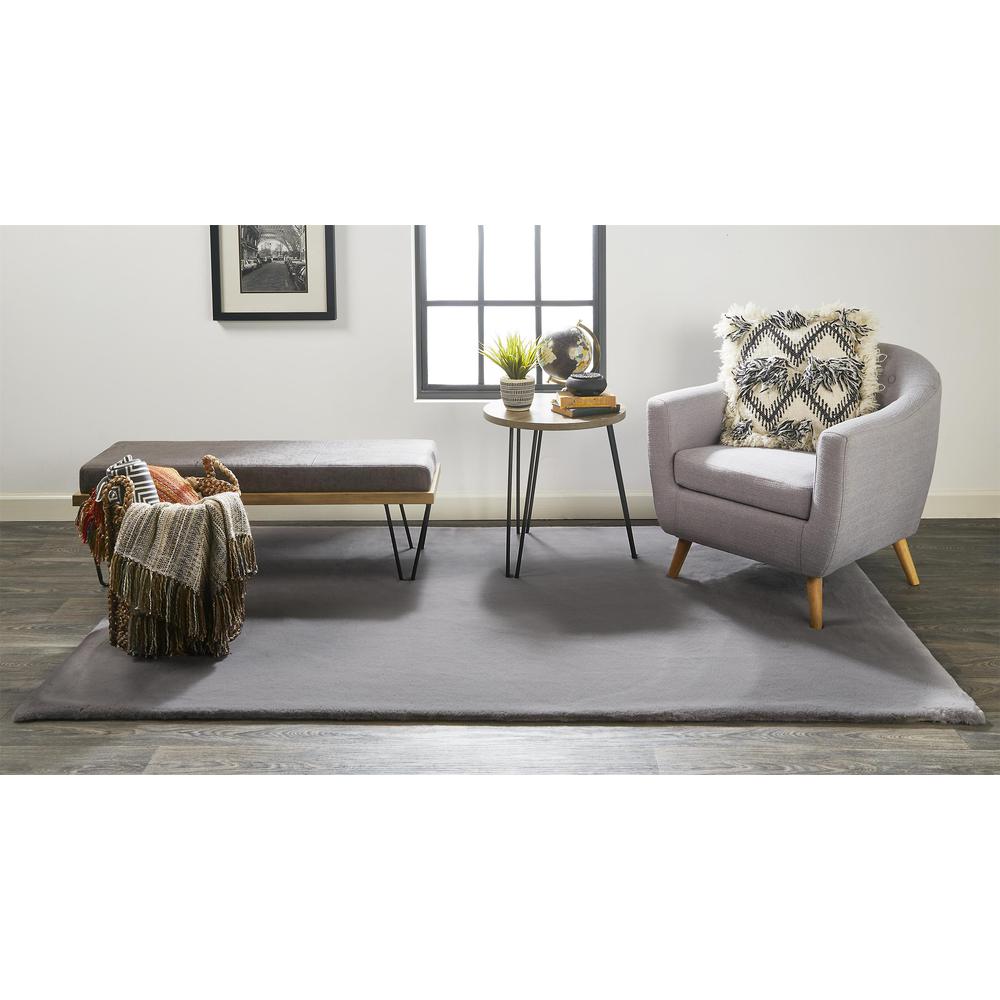 Luxe Velour Glamorous Ultra-Solf Shag Rug, Warm Dark Gray, 3ft x 5ft Shaped, LXV4506FLGY000S04. Picture 1