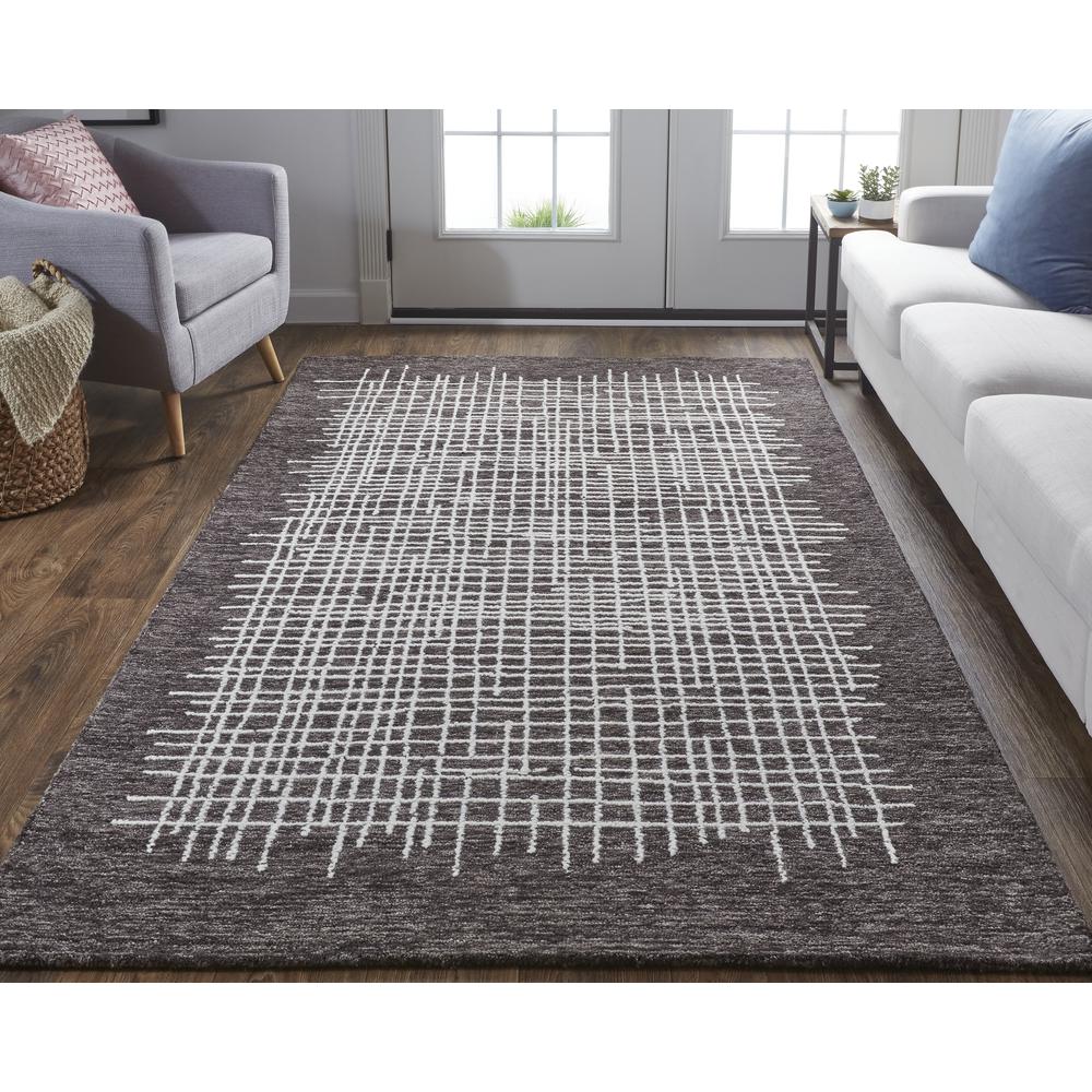 Maddox Modern Tufted Architectural Area Rug, Chocolate Brown, 5ft x 8ft 14ft, MDX8630FBRN000E10. Picture 1
