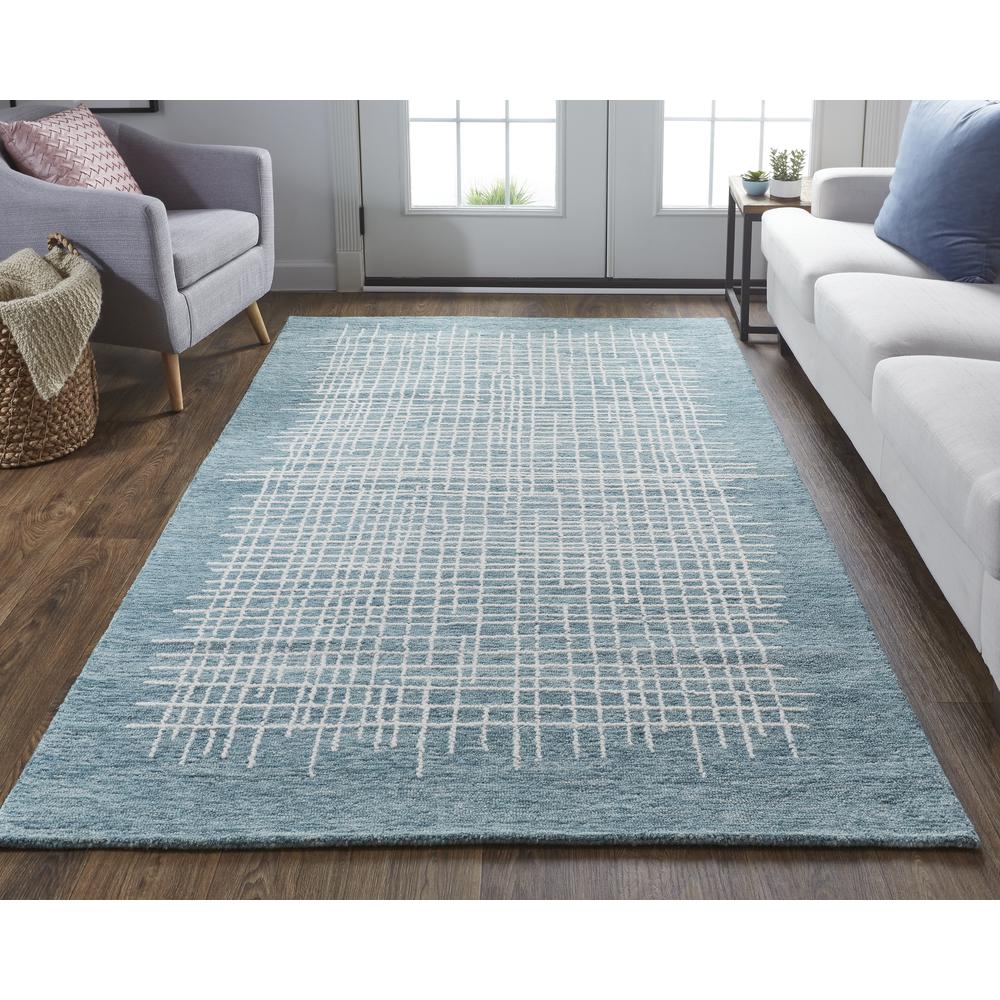 Maddox Modern Tufted Architectural Rug, Teal/Stillwater Blue, 5ft x 8ft, MDX8630FTEL000E10. Picture 1