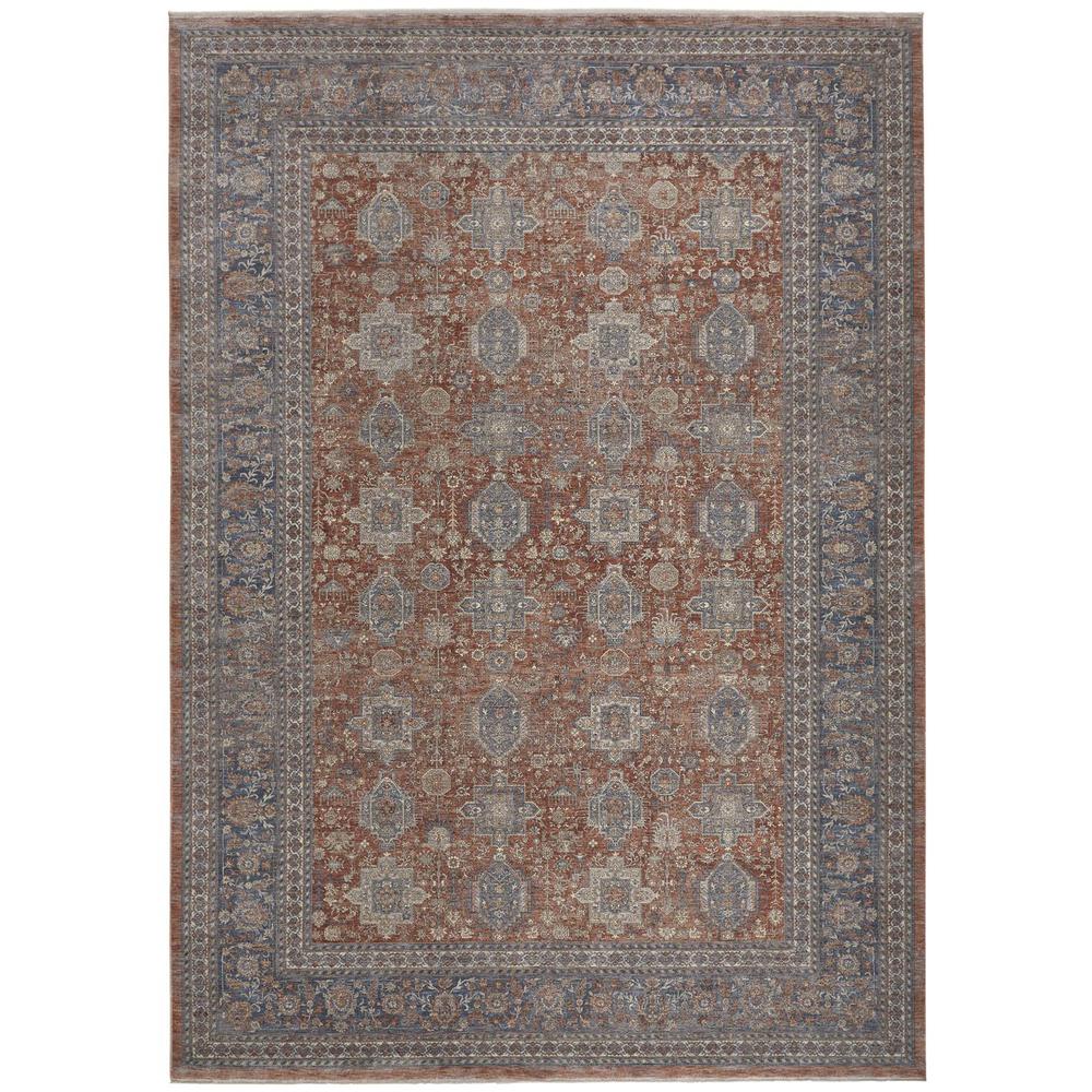 Marquette Rustic Persian Farmhouse Rug, Rust/Aegean Blue, 2ft x 3ft Accent Rug, MRQ3761FRSTBLUP00. Picture 2