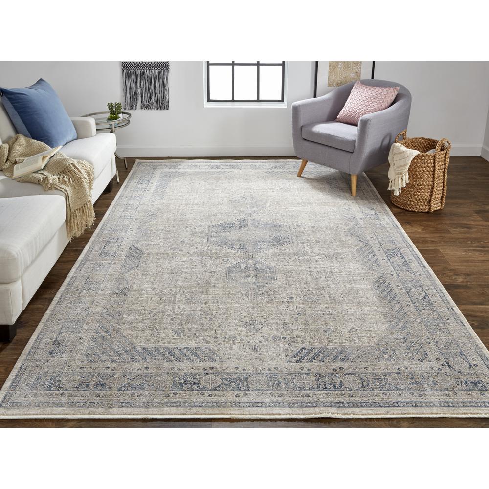 Marquette Rustic Persian Farmhouse Rug, Warm Gray/Blue, 2ft x 3ft Accent Rug, MRQ3775FGRY000P00. The main picture.