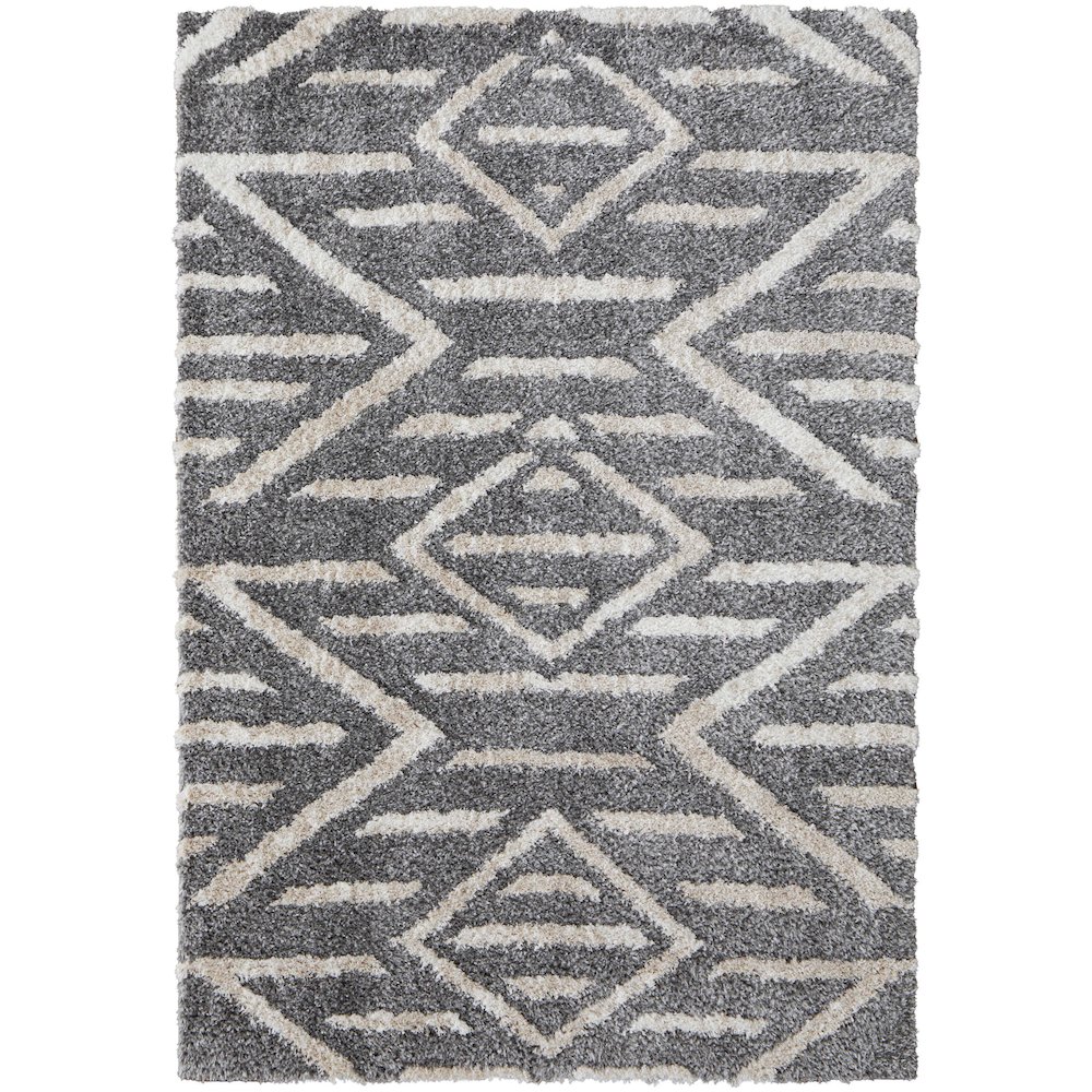 Mynka Transitional Diamond, Gray/Ivory, 9' x 12' Area Rug. Picture 1