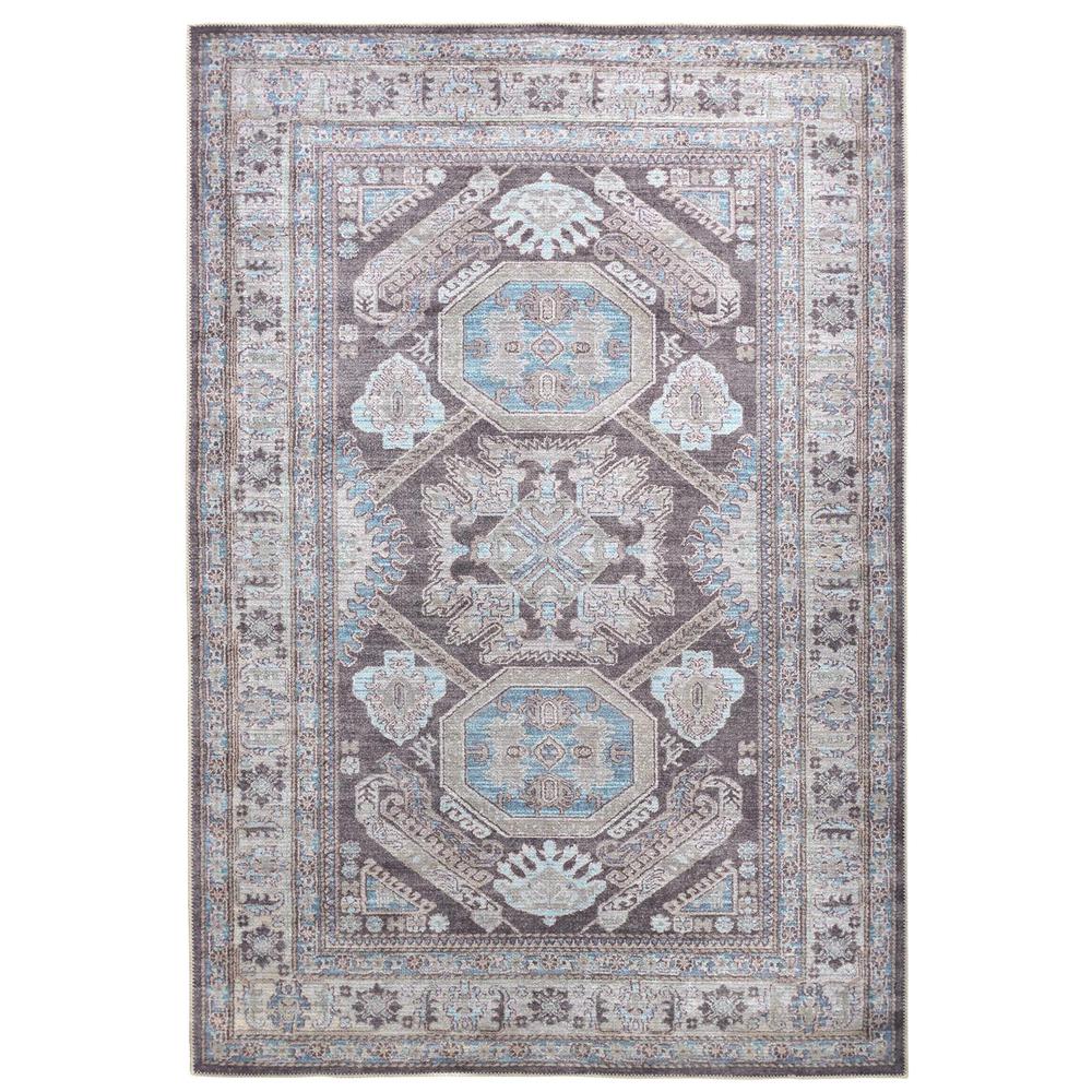 Percy Vintage Geometric Medallion Rug, Silver Gray/Blue, 4ft x 6ft Accent Rug, PRC39AGFGRY000C00. Picture 2